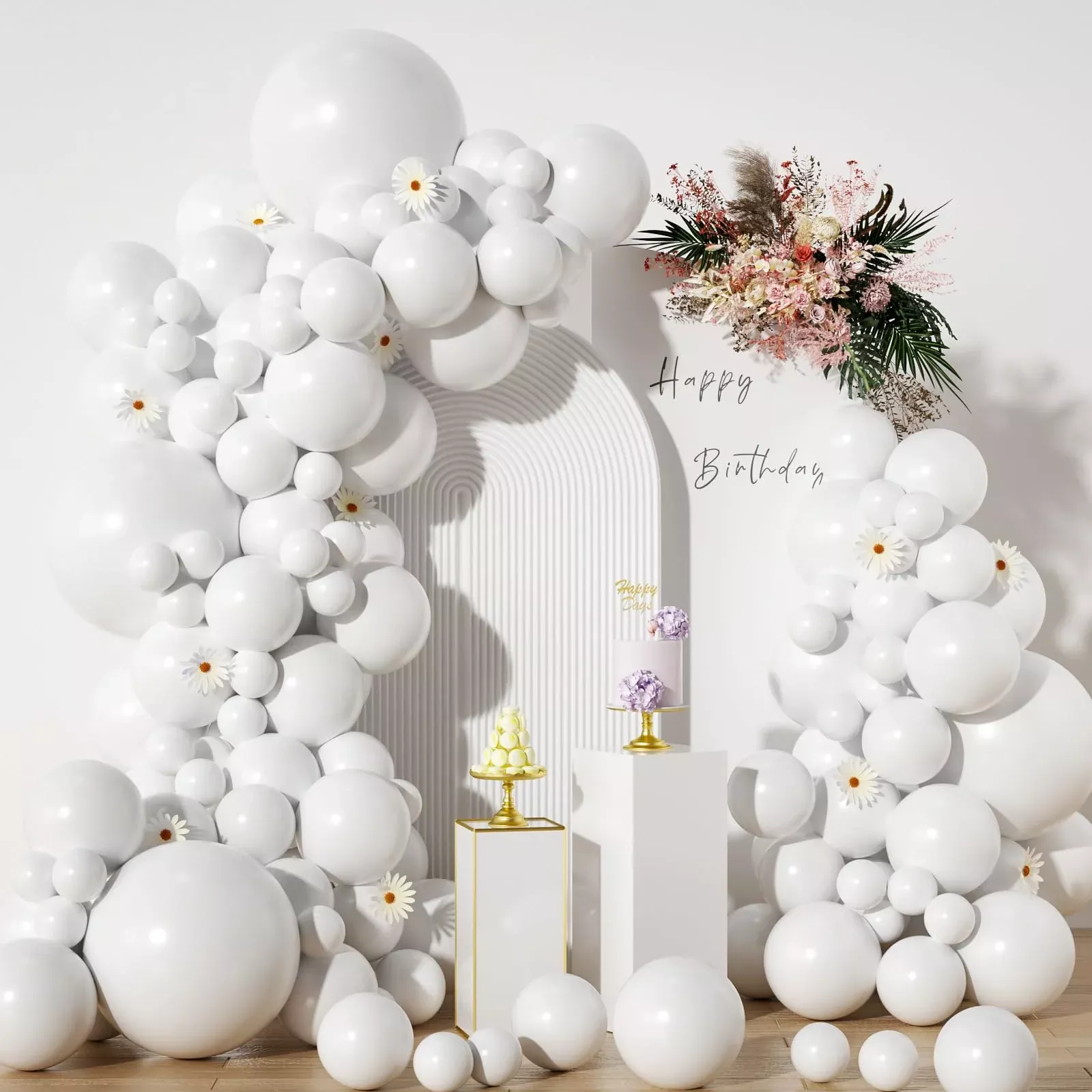 White Balloons In Different Sizes 5 10 12 18Inch-134Pcs Matte White Ba