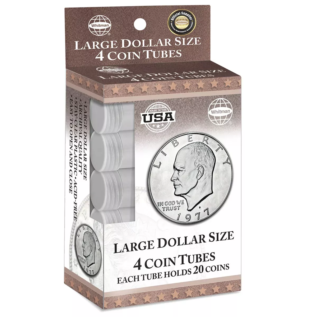 Whitman Publishing 1291 Dollar Coin Tubes (4 Pack)
