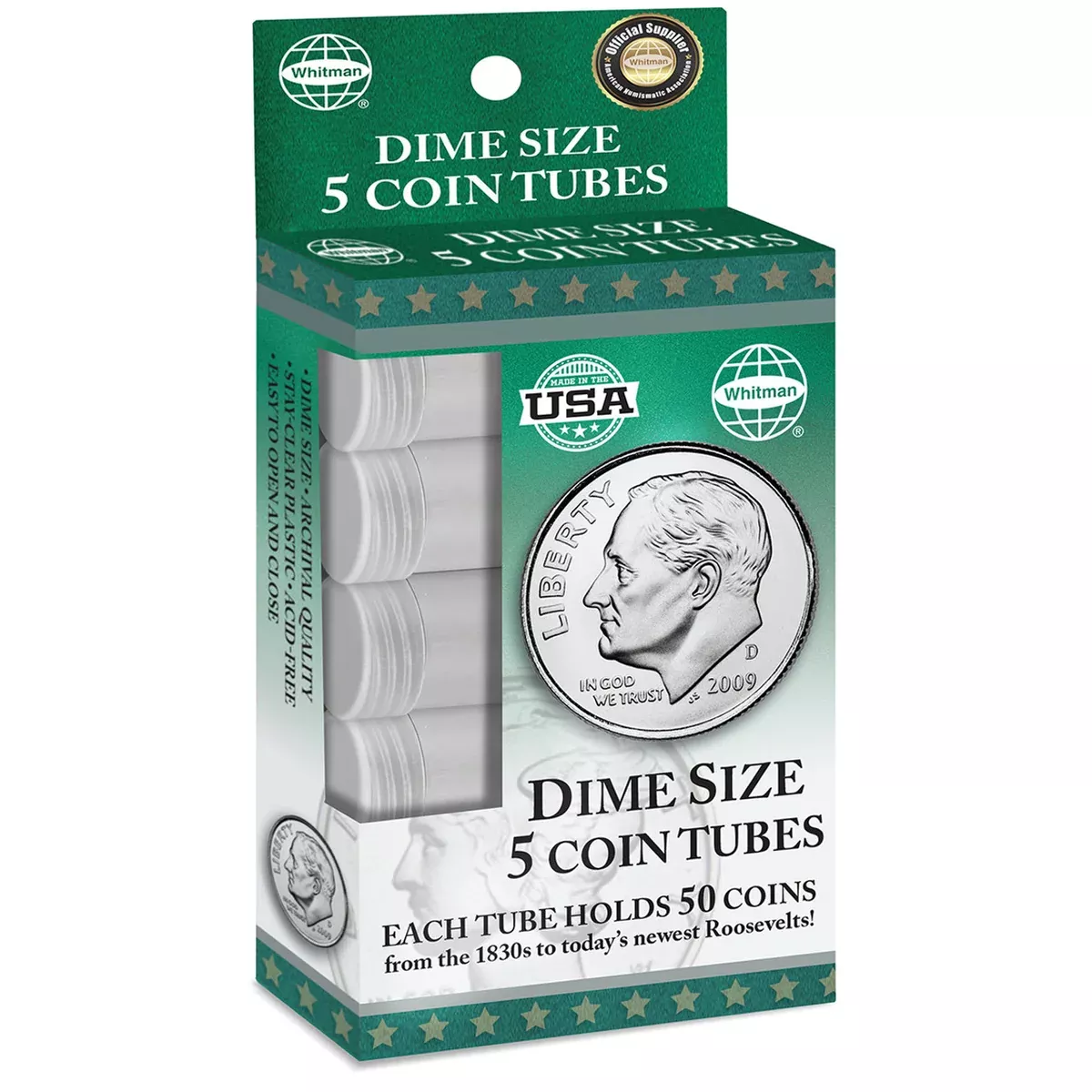 Whitman Publishing 2891 Dime Coin Tubes (5 Pack)