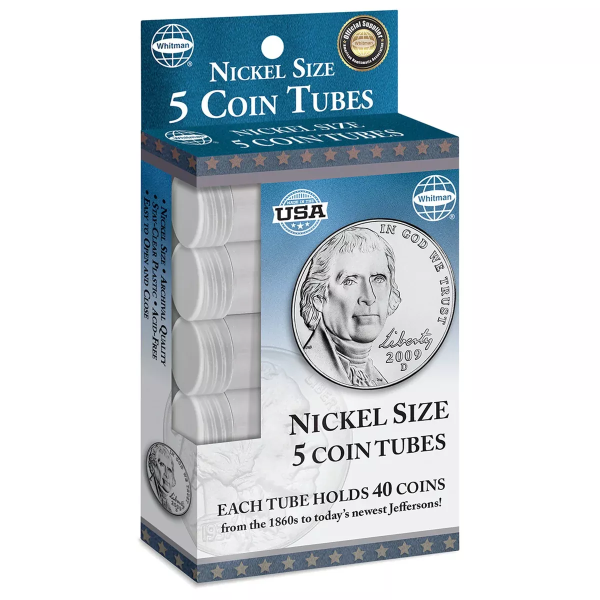 Whitman Publishing 2895 Nickel Coin Tubes (5 Pack)