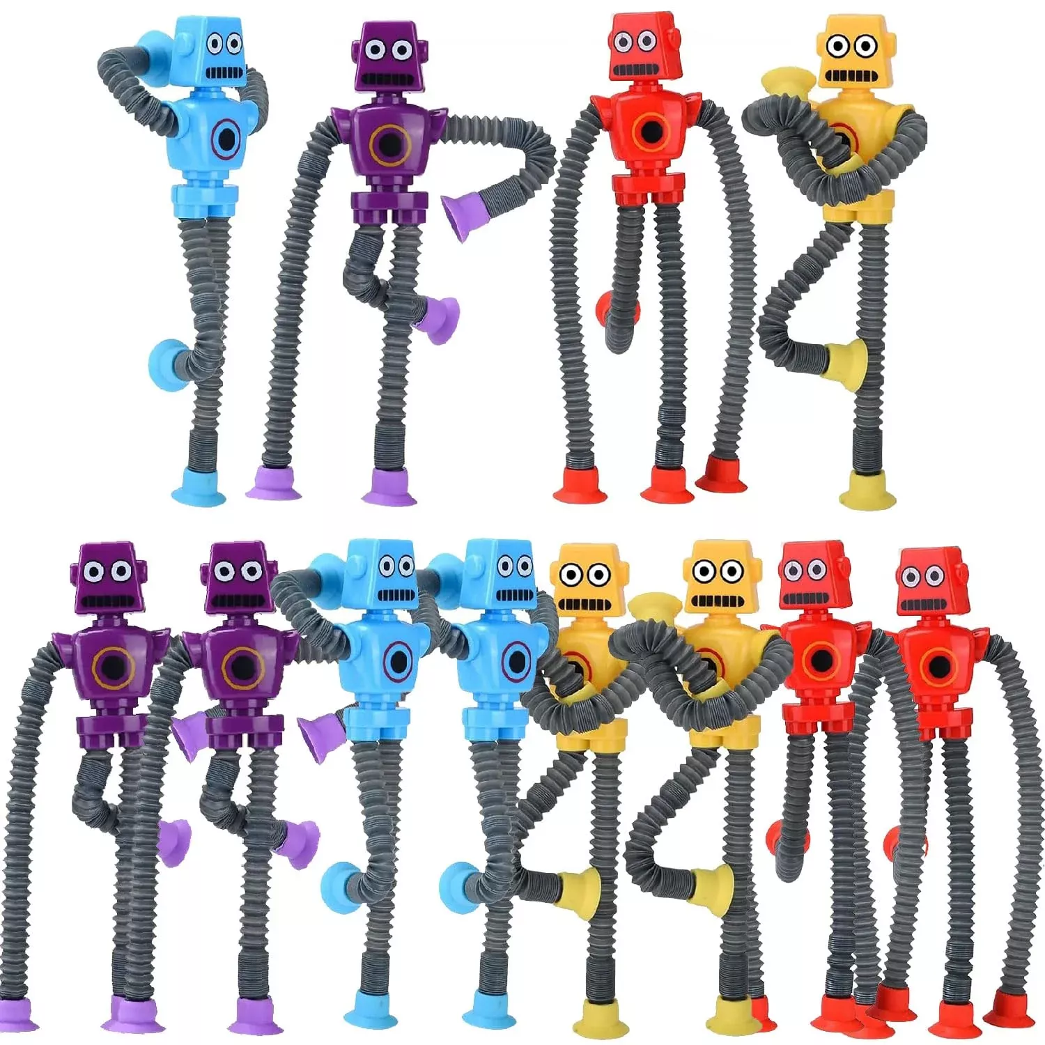 Whongkidz Bendable Pop Tubes Robot Toys - Medium, Red, Yellow, Blue