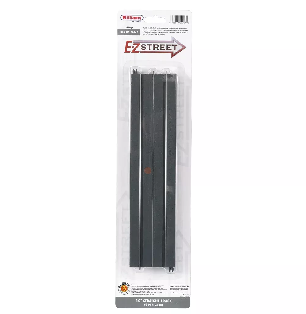 Williams by Bachmann 00267 O Gauge E-Z Street 10" Straight (4 Pack)