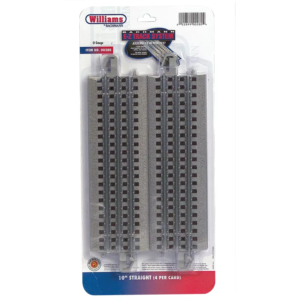 Williams by Bachmann 00280 O Gauge E-Z Track 10" Straight Track (4 Pack)