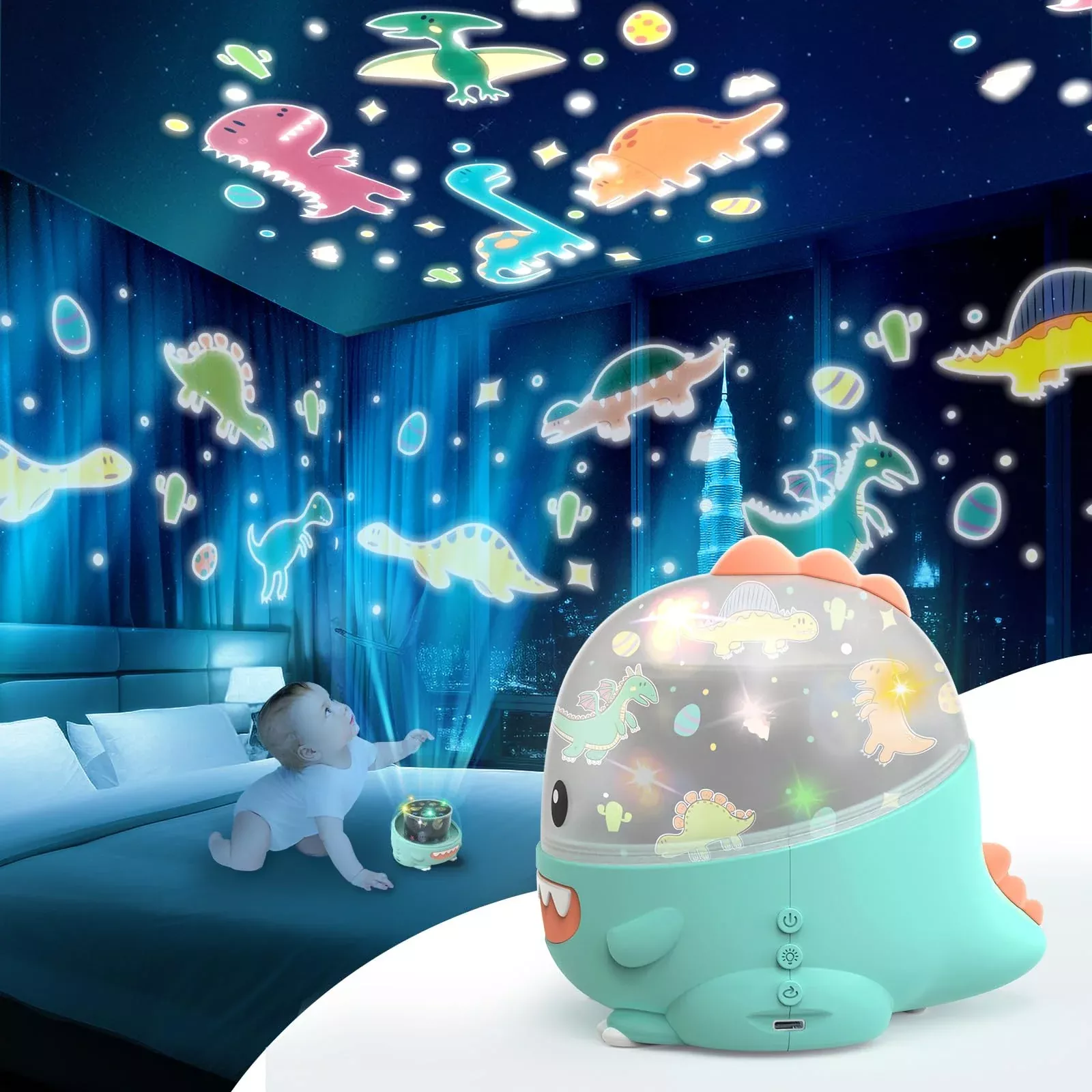 WINICE Dinosaur Projector for Kids, Blue, Small, Rechargeable Toy