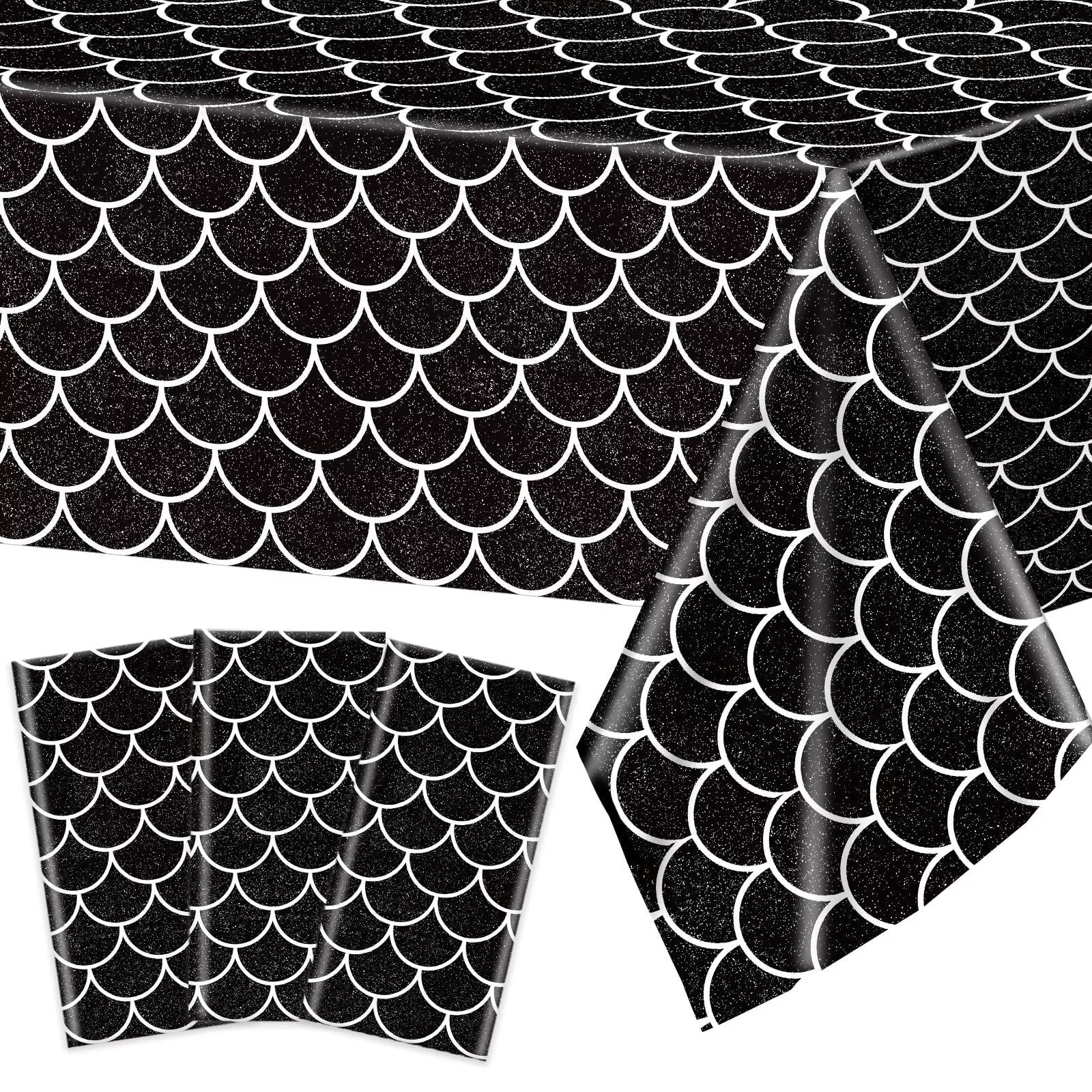 Wiooffen Dragon Party Tablecloths 54"x108" Black 3 Pack