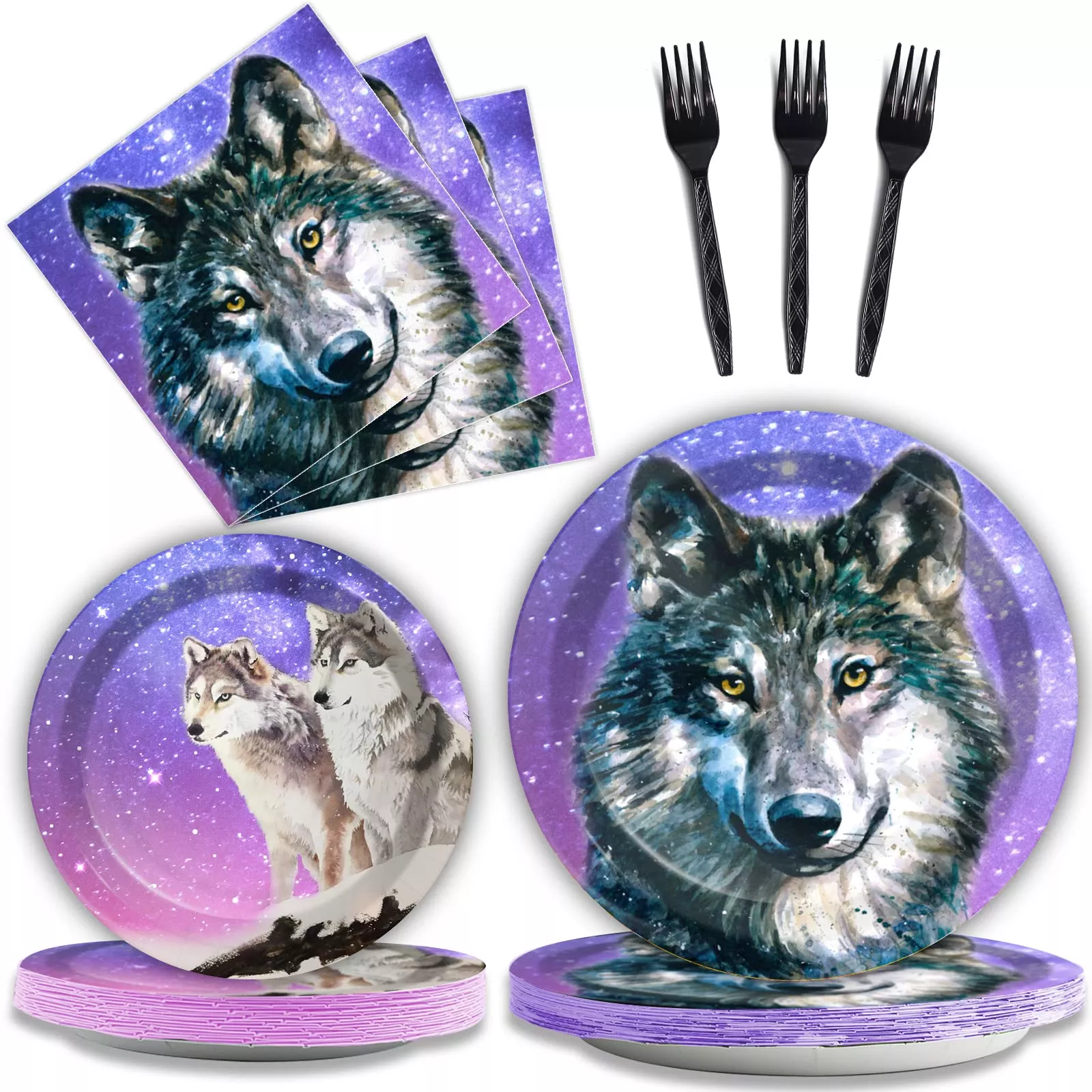 Wiooffen Paper Plates Set - 24 Large 9" Plates, 24 Small