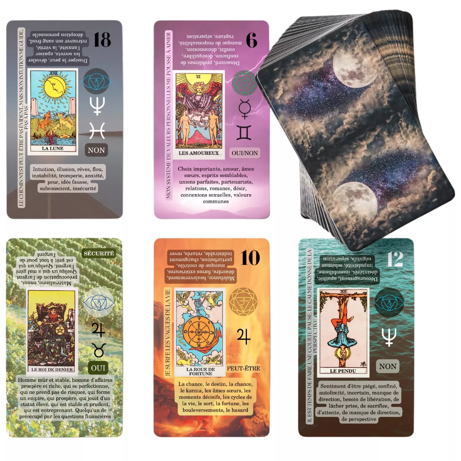 Witchy Cauldron Tarot Deck - 78-Card French Learning System, Medium