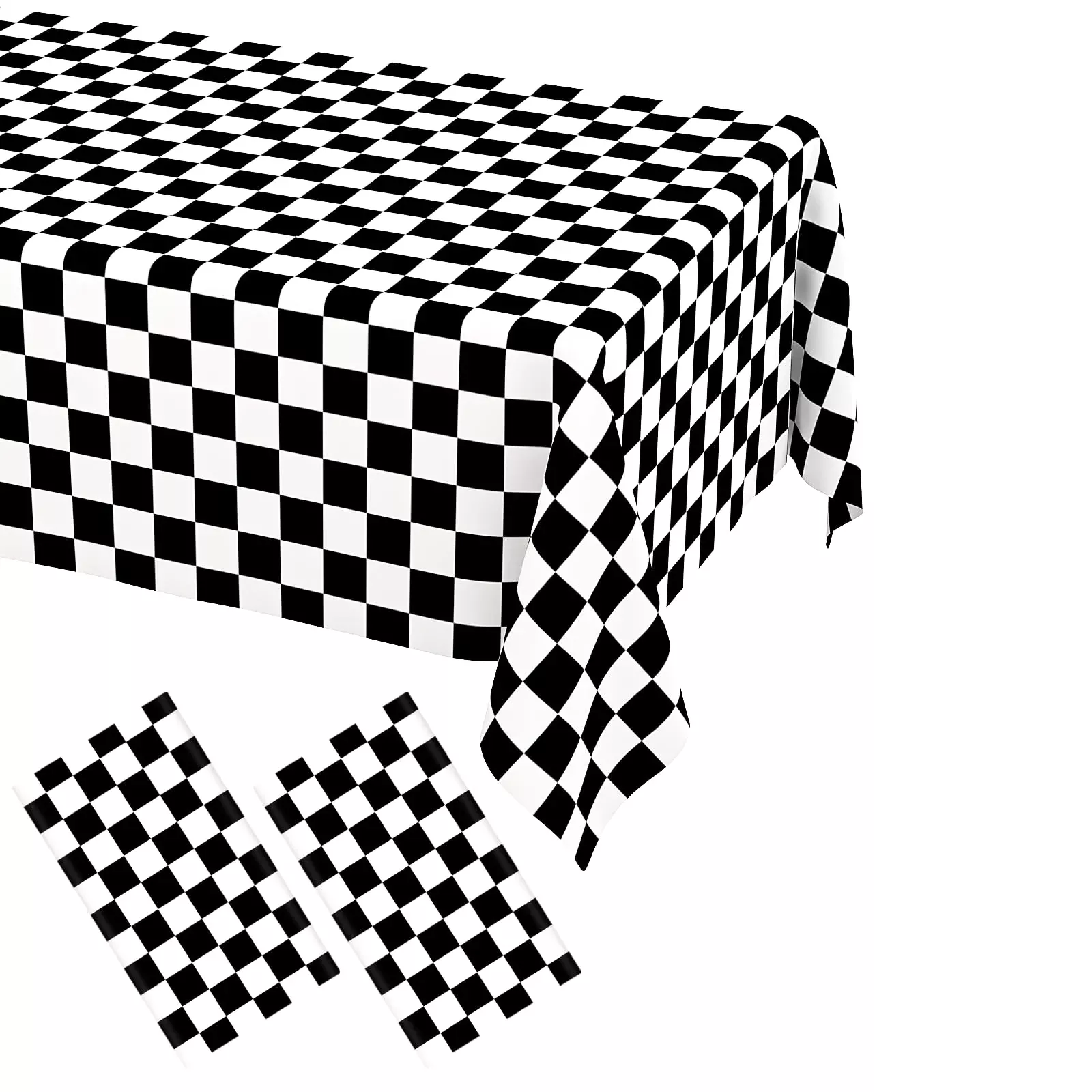 WNINK 2 Pack Tablecloth Black and White Checkered 54x108 Inch