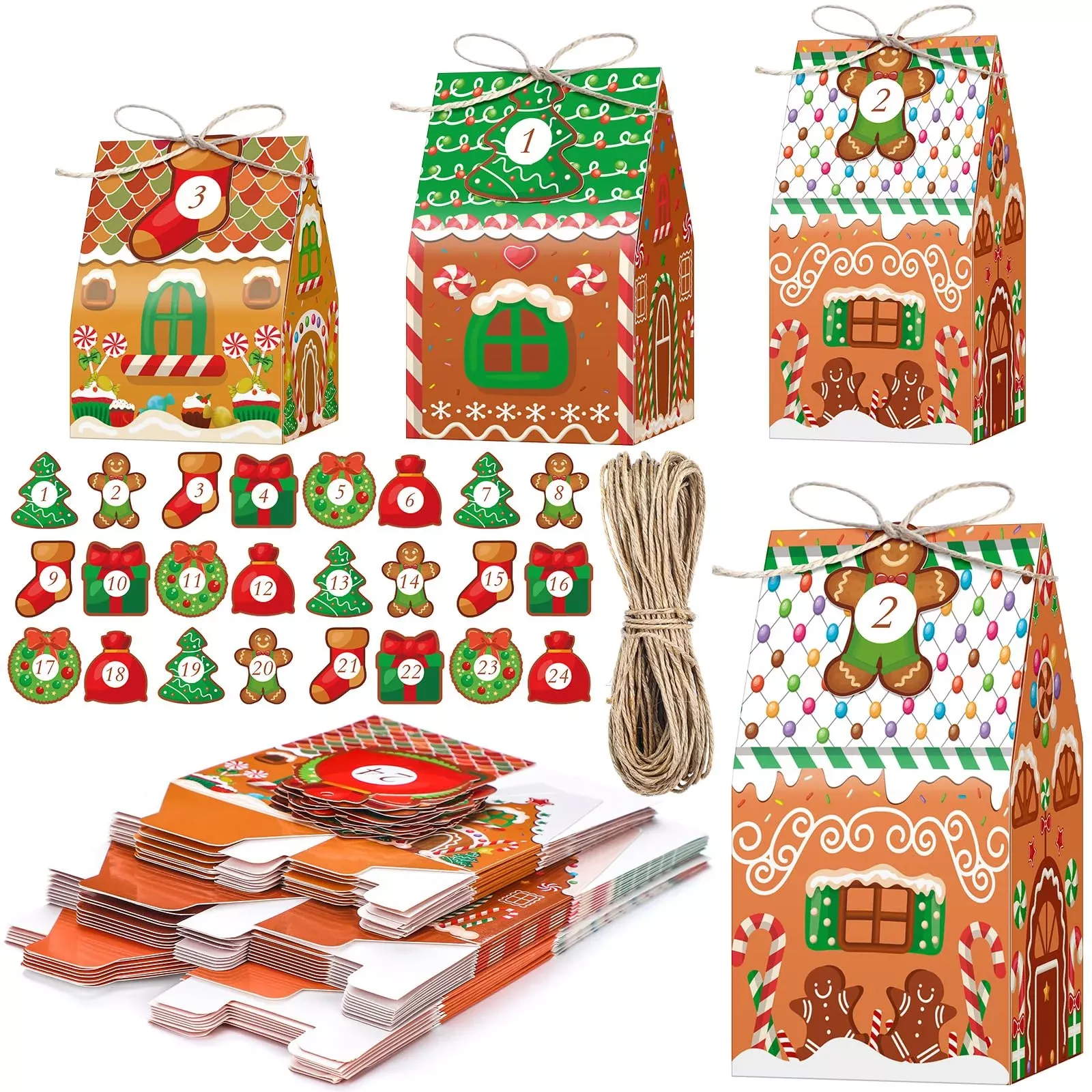 Woanger DIY Advent Calendar Boxes, 24 Pieces, Chartreuse