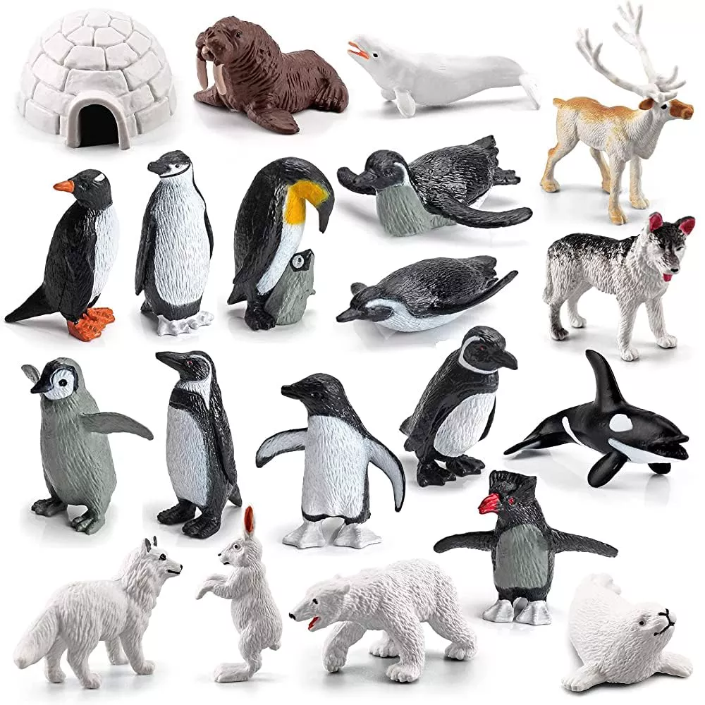 WONWONTOYS Arctic Animals Figurine Toy Playset - 20 Pieces, Multicol