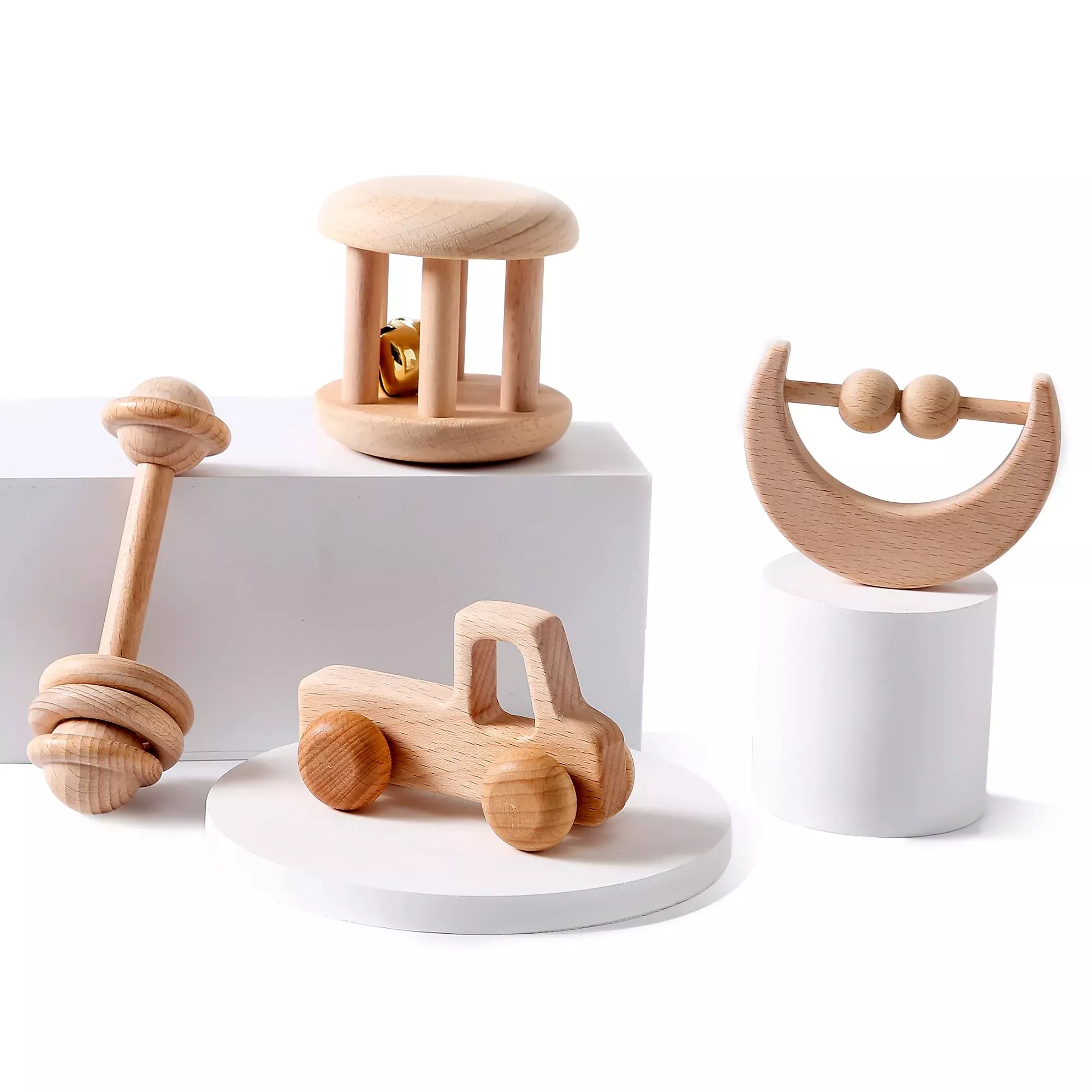 Wood Baby Rattle Personalizable Infant Rattle Sensory Development Wood