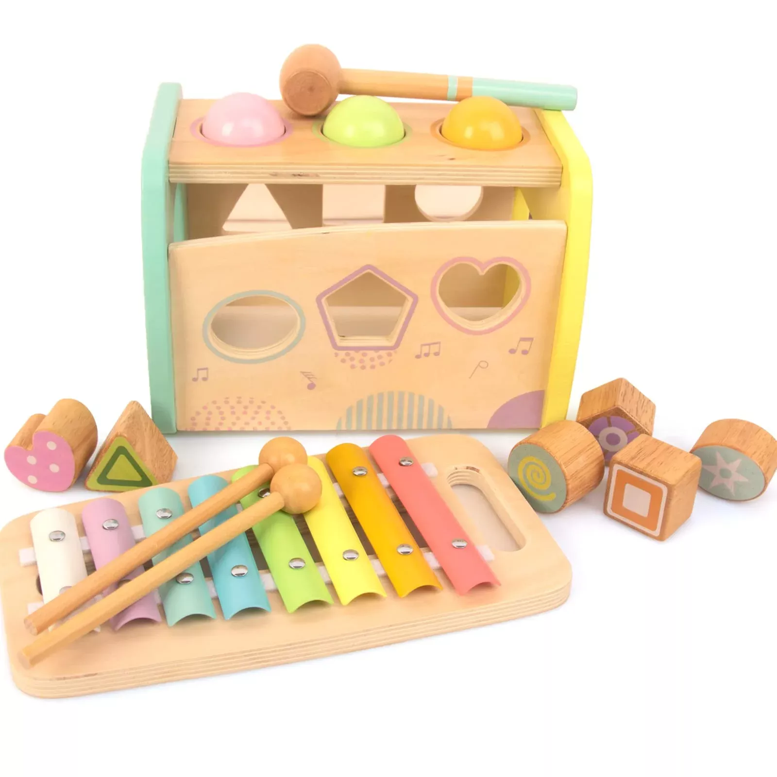 WOODENFUN Hammering & Pounding Toy for 3+ Years, Yellow, Medium