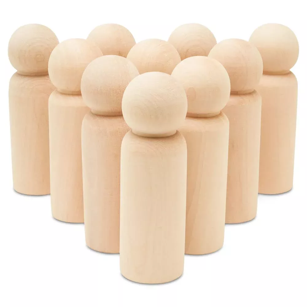 Woodpeckers Jumbo Wooden Peg Dolls Pack of 2, 5-1/2