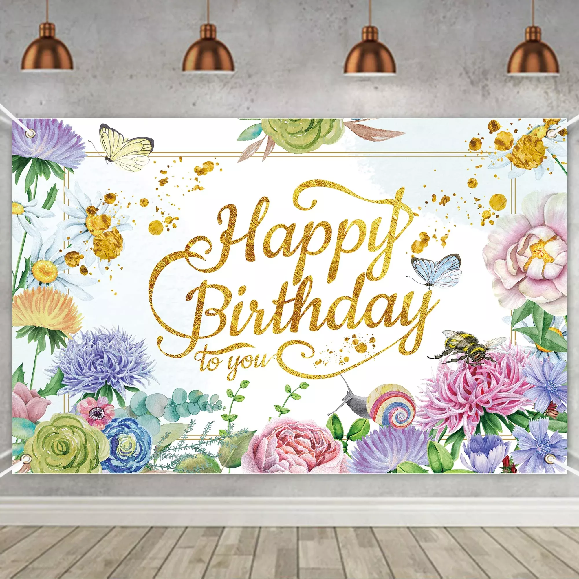 WQJifv Flower Birthday Backdrop 70.8"x45.2" Polyester