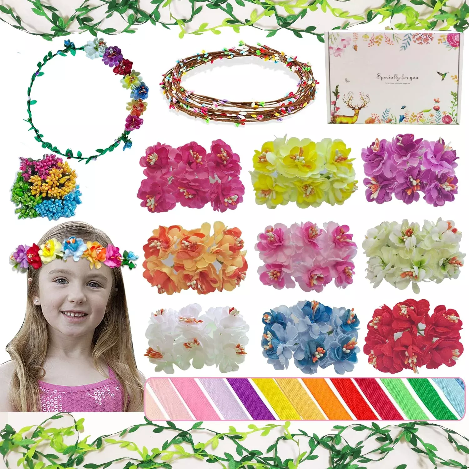 Wubomjio Make Your Own Flower Crown Crafting Kit(Mini Plum Blossom The