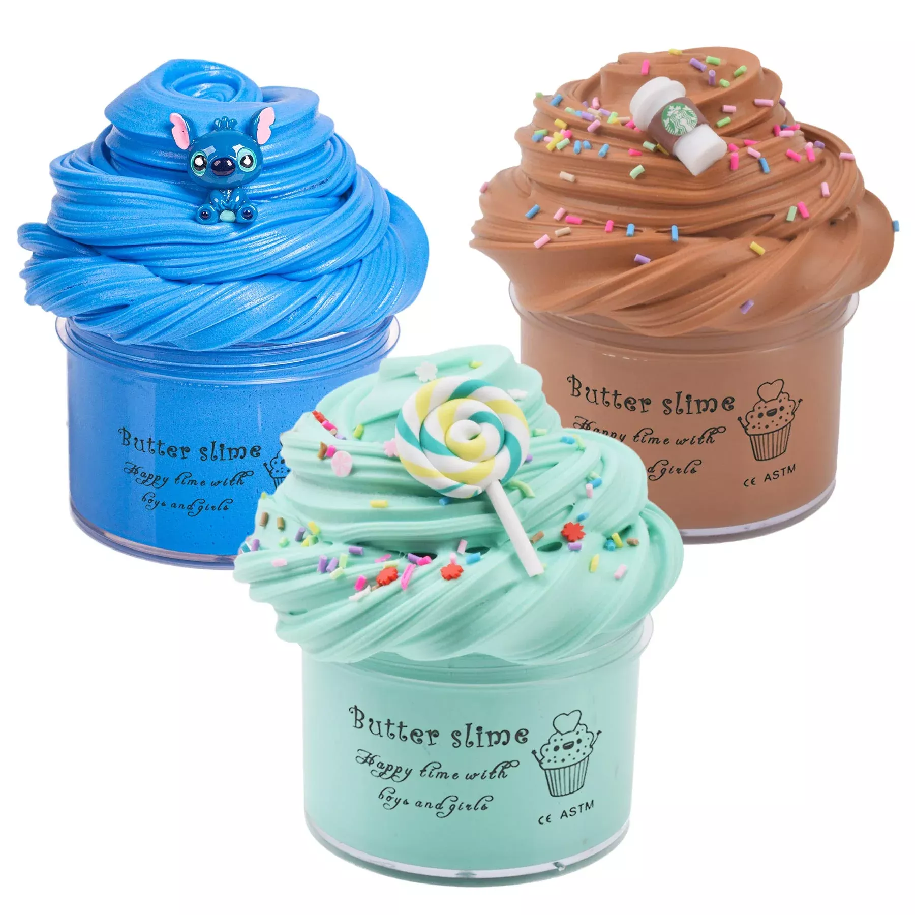 Wuhuaniu Slime Kit With 3 Pack Butter Slimes,Candy Slime,Blue Slime,Sc
