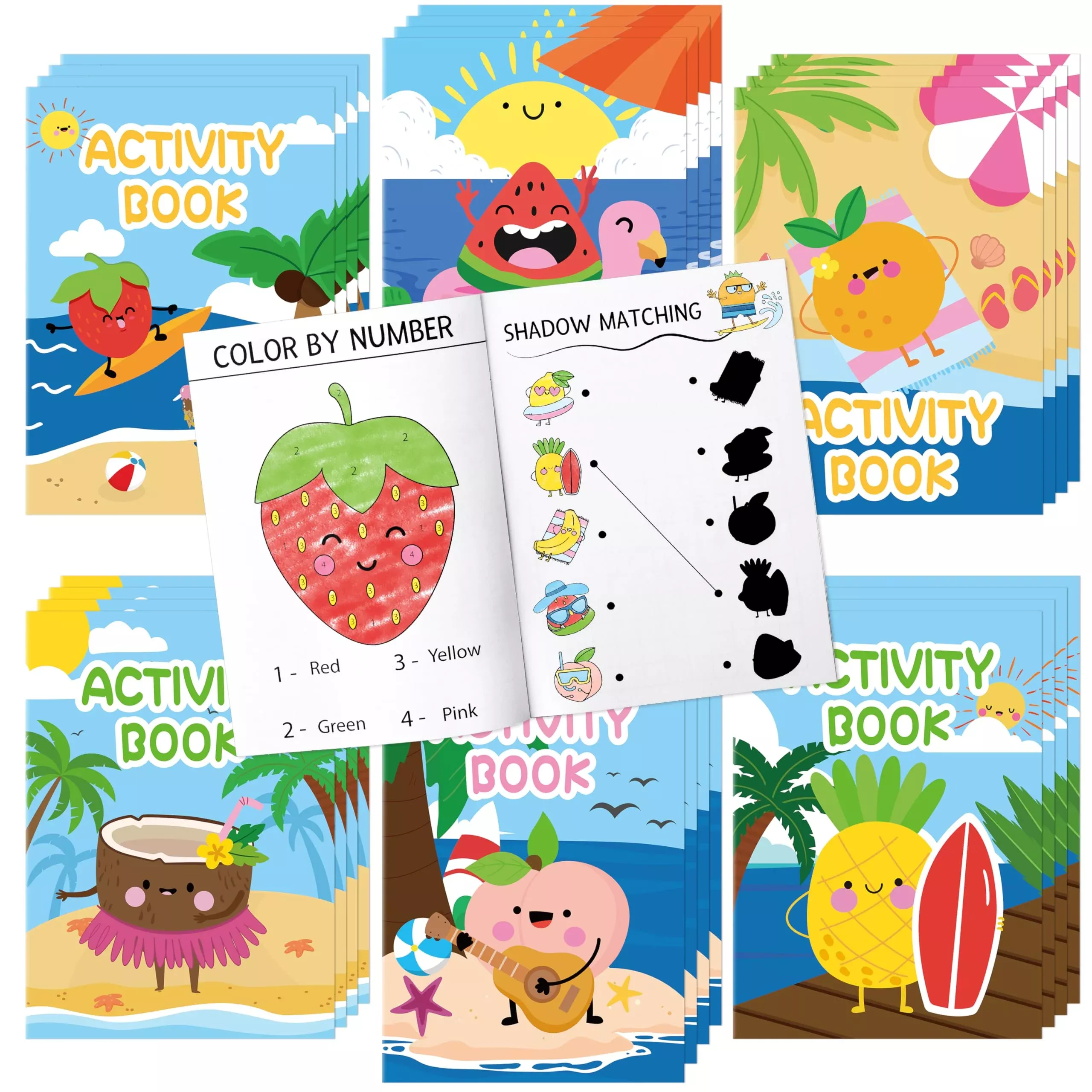 X1zuue Summer Activity Kit, 24 Fruit Theme Books, Multi Color