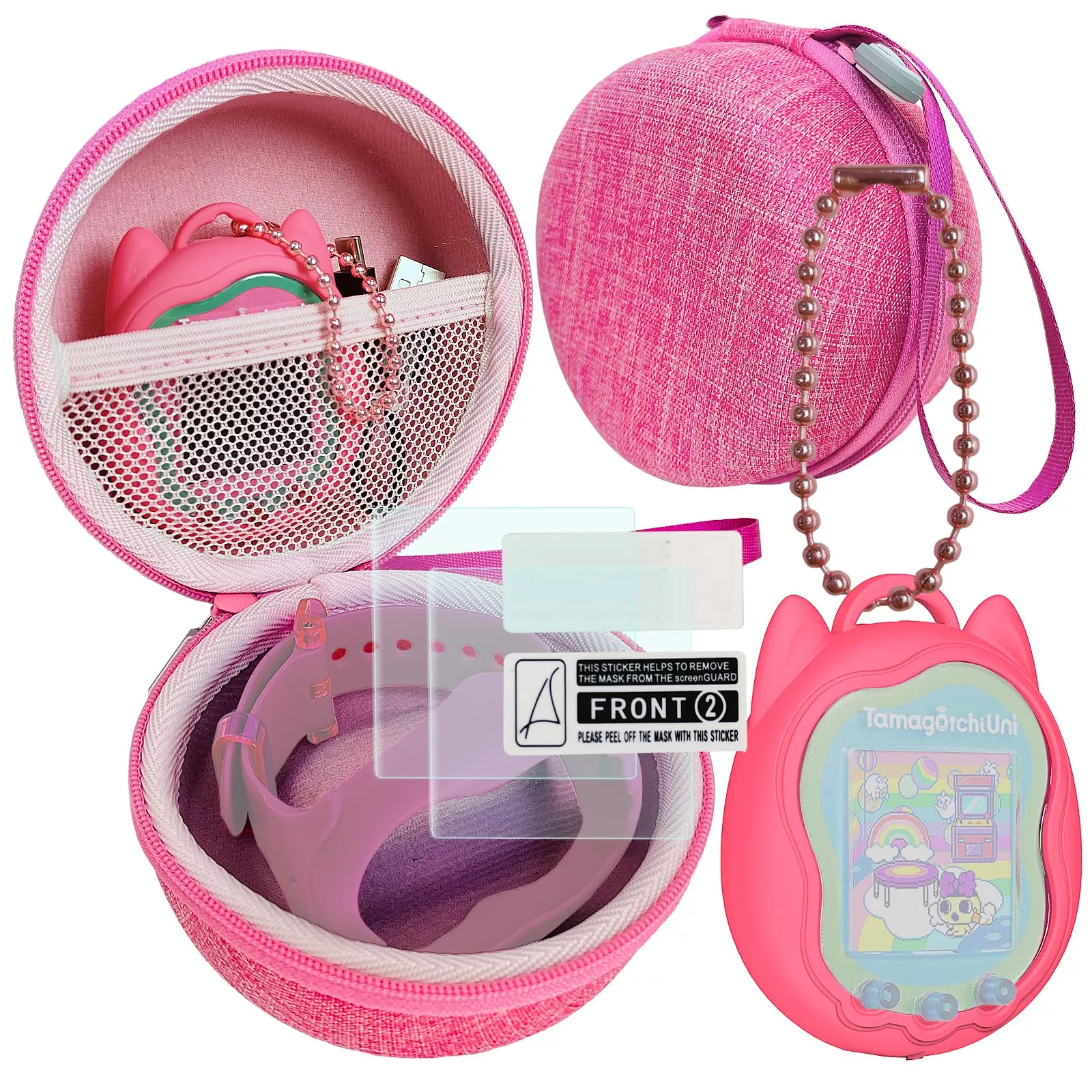 XEGIMOR EVA Hard Shell & Silicone Case for Tamagotchi Uni, Pink