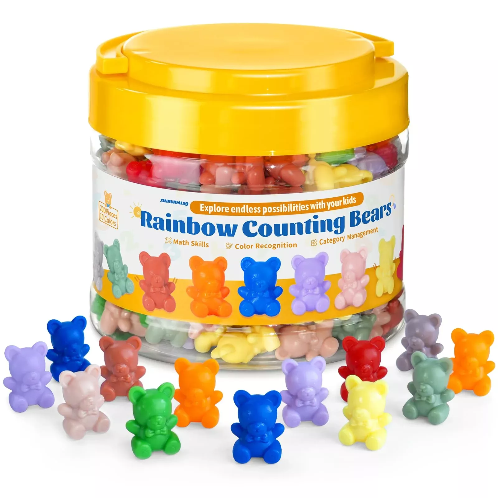 XINHUIDALSQ Rainbow Counting Bears Set of 200, 10 Multicolored