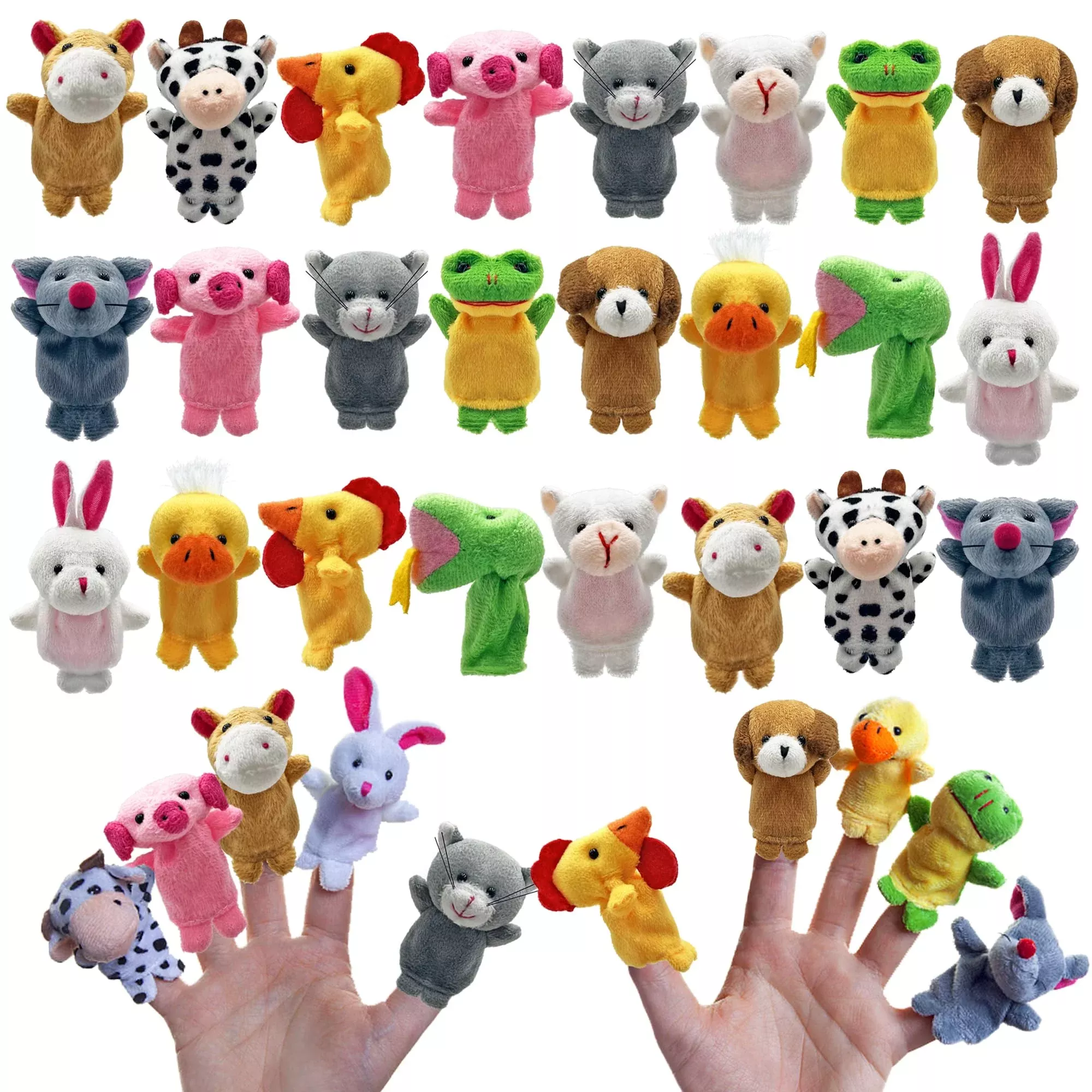 XIPEGPA Finger Puppets Set for Creative Play, 24 Pack, 2.8