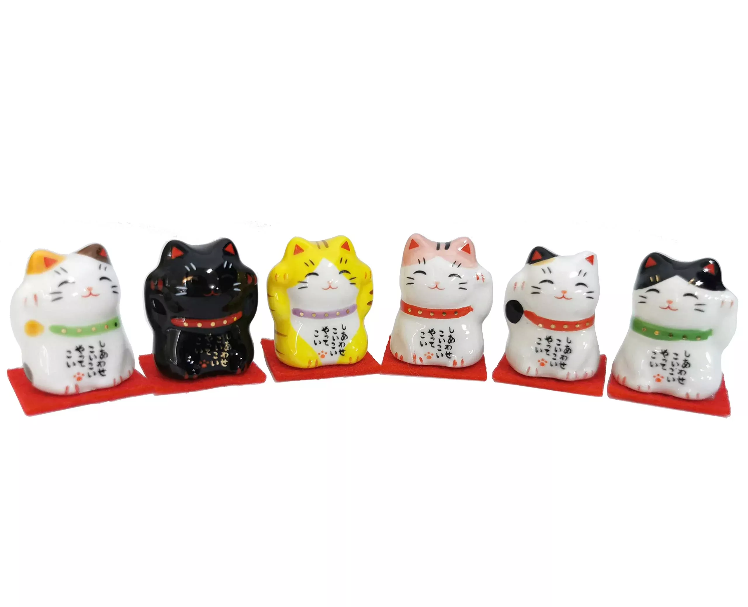 薬師窯(YAKUSHIGAMA) Mini Maneki Neko Set of 6