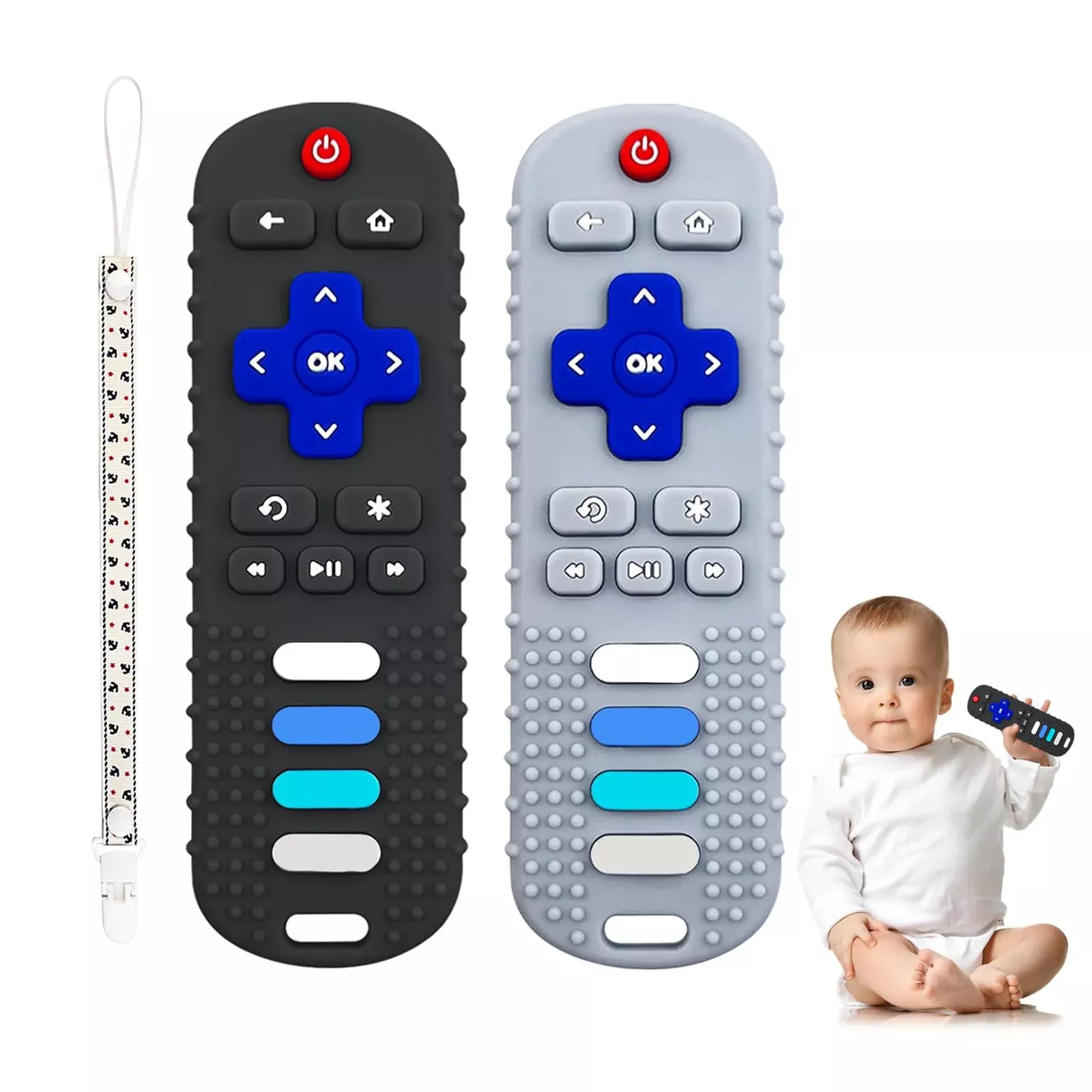 YAPROMO Baby Teething Toy Set - Silicone Remote Control - Black & Grey