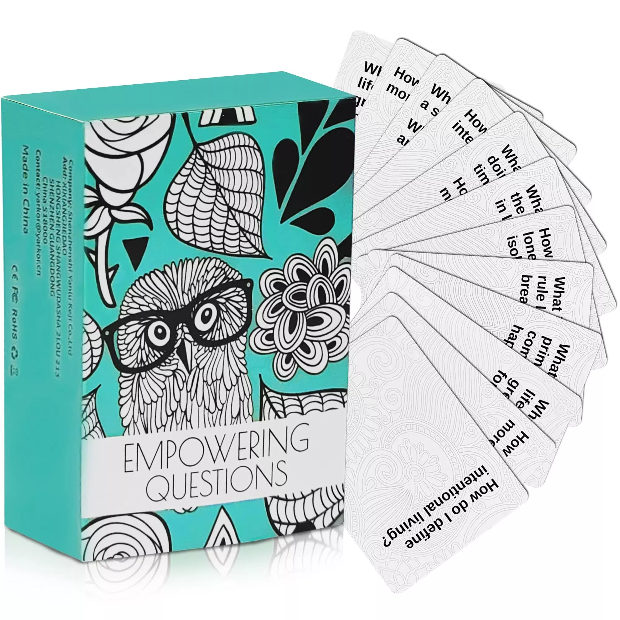 YARKOR Empowering Questions Journal, Teal and White, 4.25 x