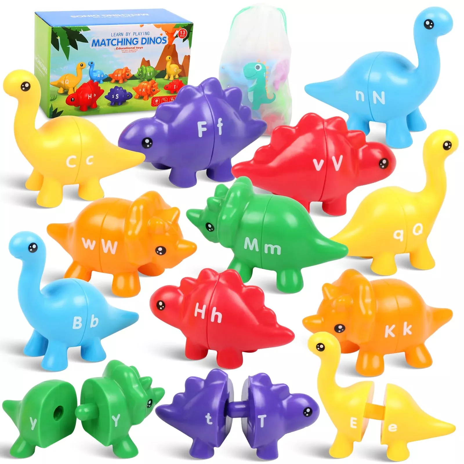 Yeahbof Dinosaur Matching Game Toy for Toddlers, Multicolor, Small