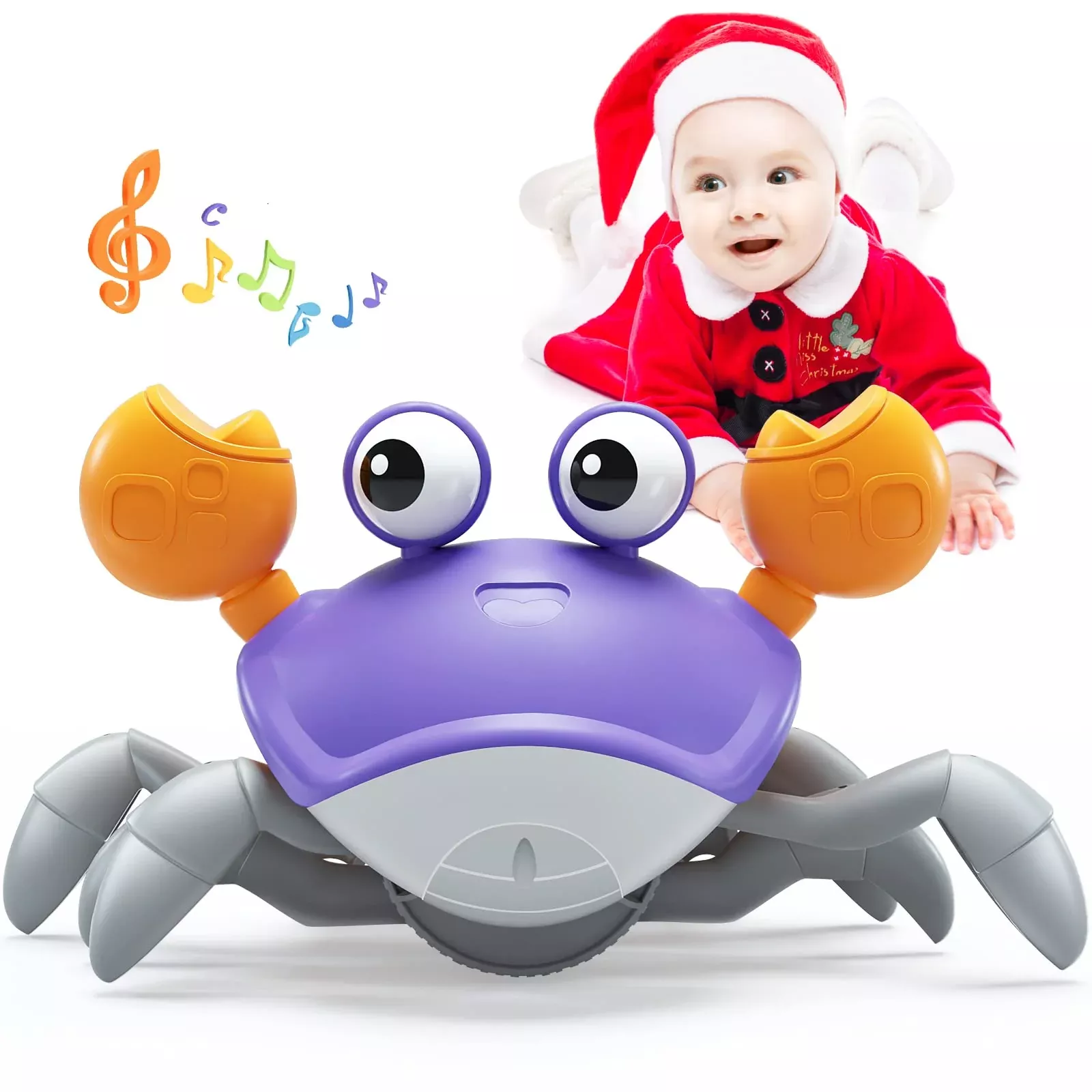 Yeaye Musical Crab Toy for Babies, Purple, Medium Size