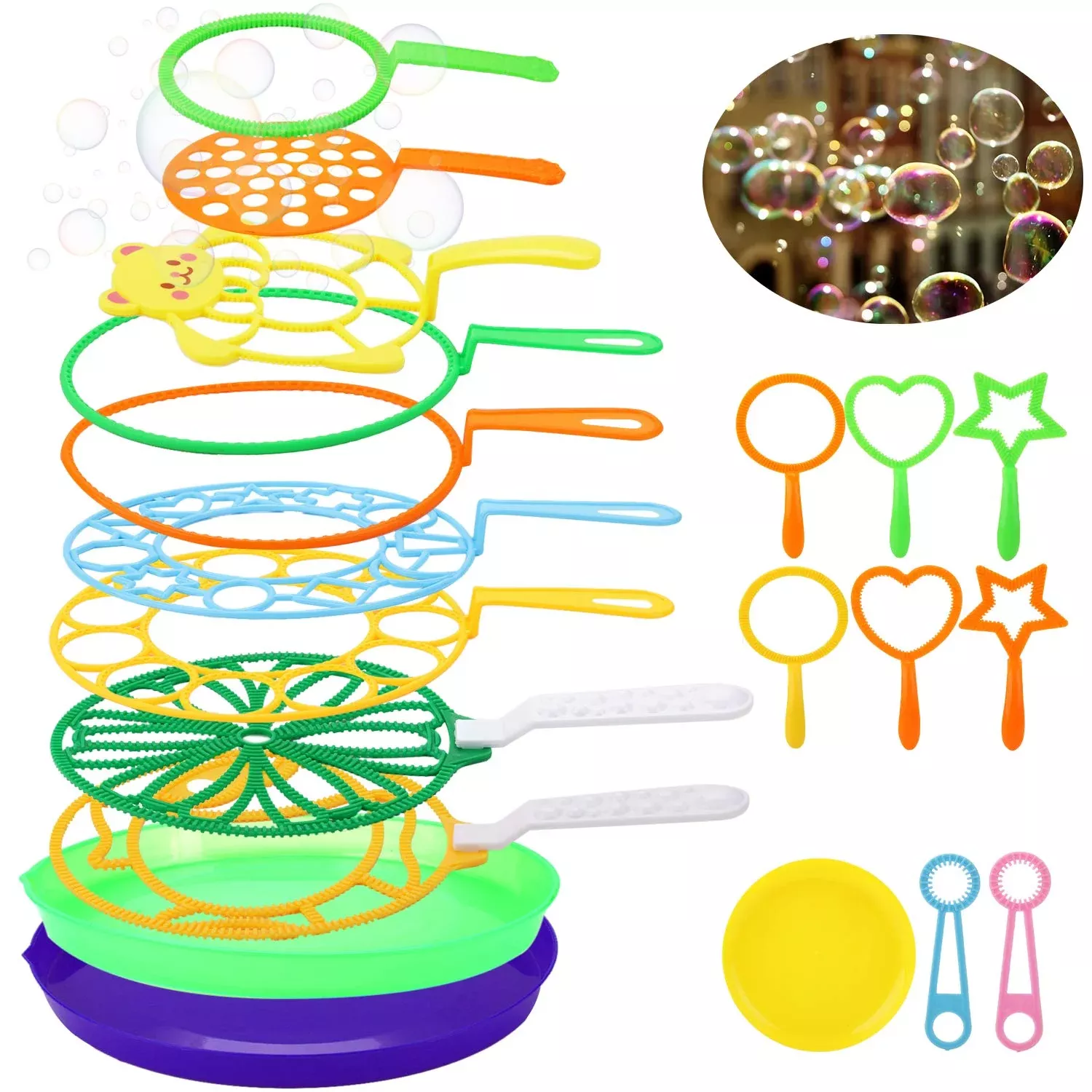 yeesport Bubble Maker Set for Kids, Multicolor, 17 Pieces, 7.