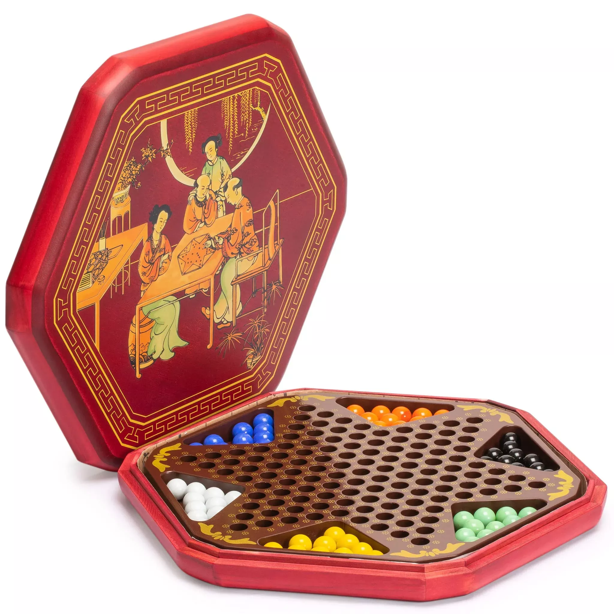 Yellow Mountain Imports Classic Chinese Checkers Halma Board Game Set