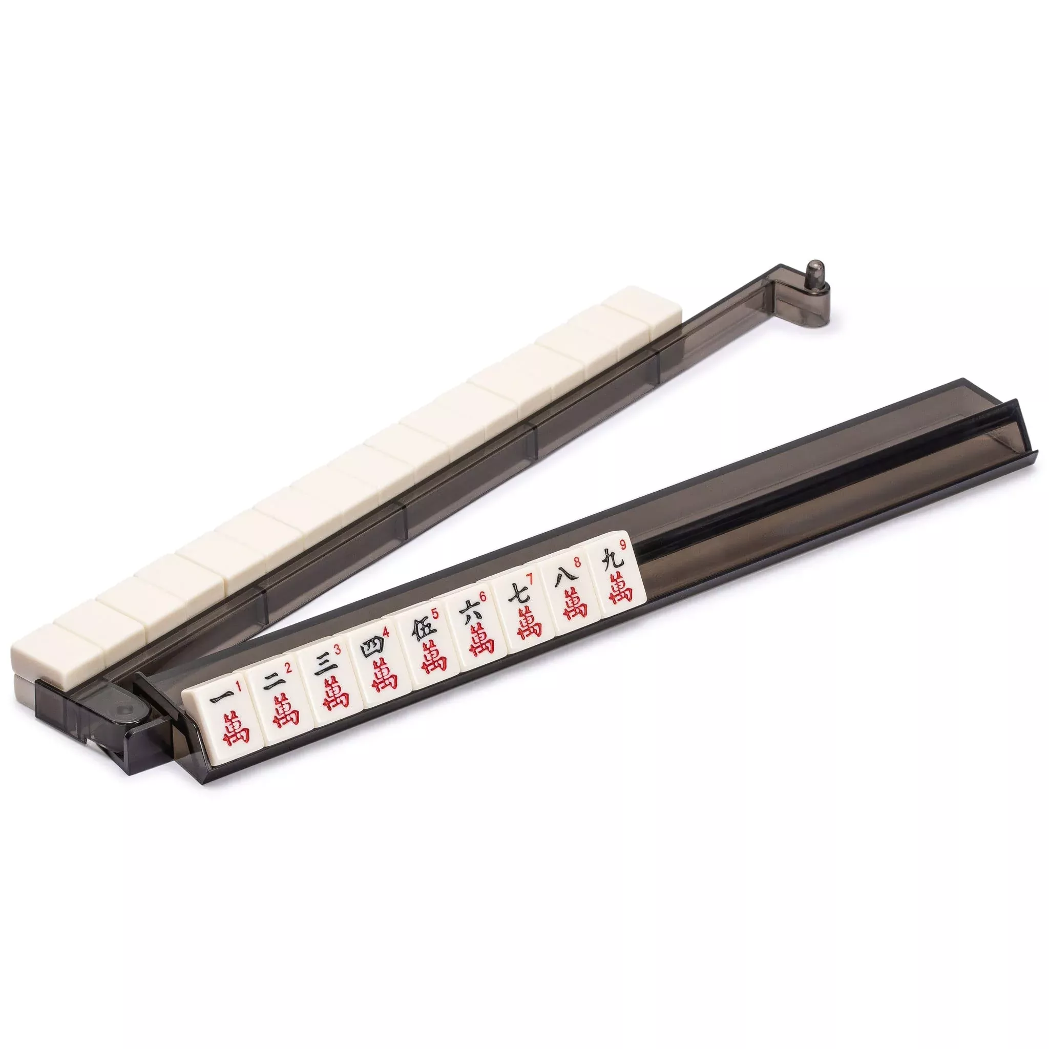 Yellow Mountain Imports Mahjong Racks with Pushers, Large, Black Acrylic