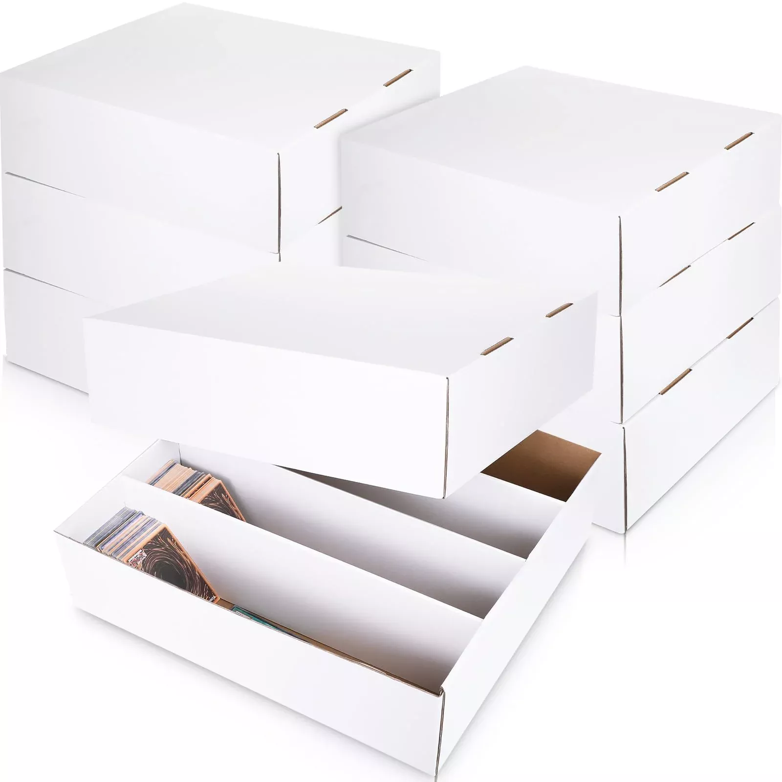 Yexiya Card Storage Box for 3200 Cards, White, 6 Pieces, Corr