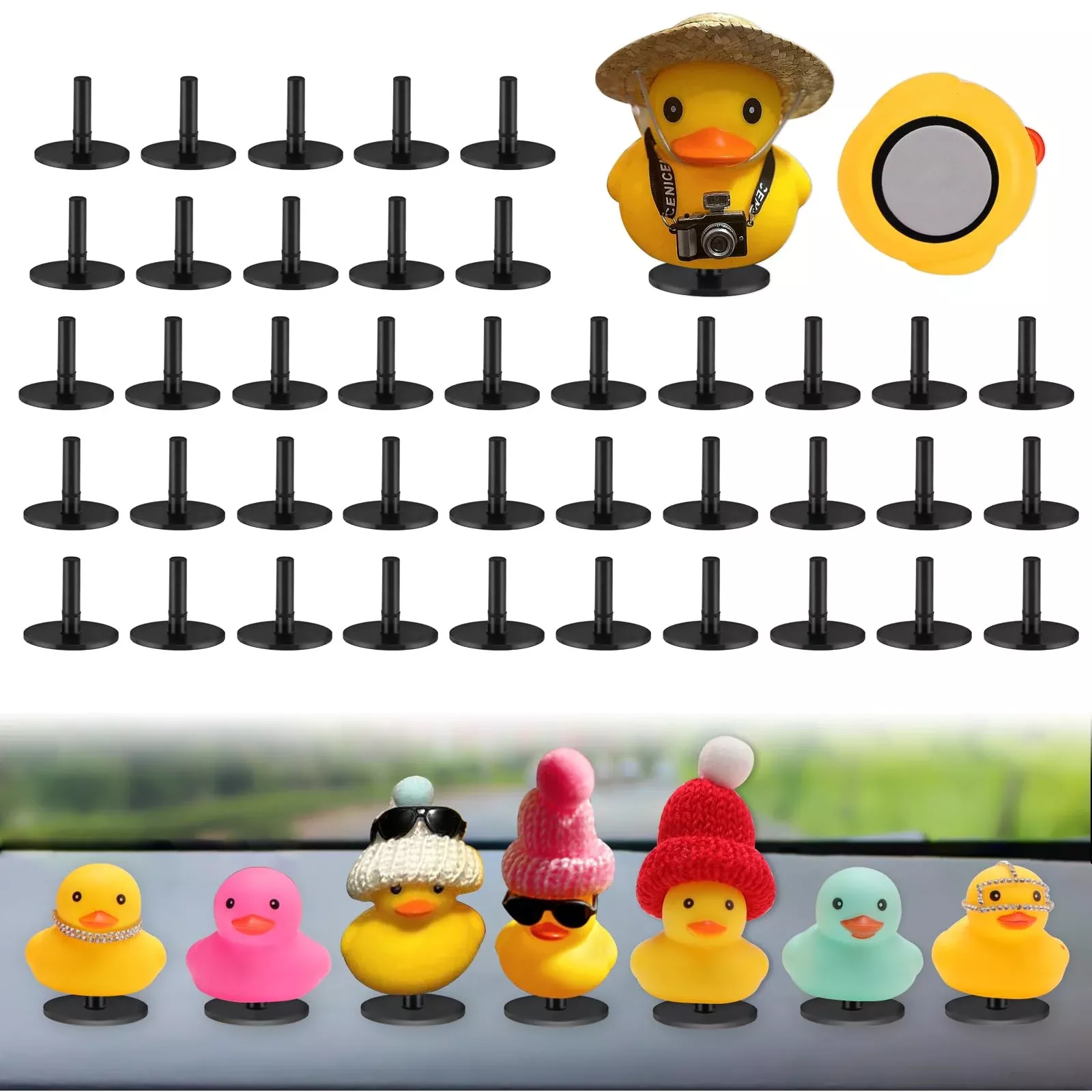 YIBEICO Rubber Duck Holder for Jeep - 40pcs, Black, PVC Plastic
