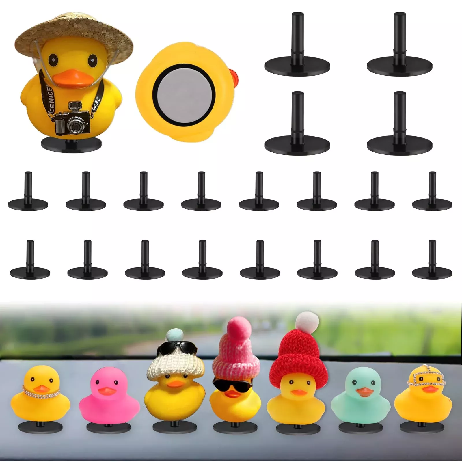 YIBEICO Rubber Duck Holder for Jeep Enthusiasts, 20pcs, Black
