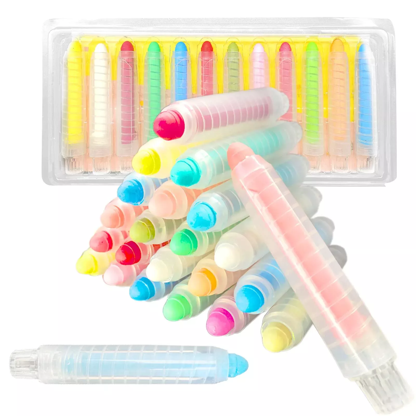 YimeBand Sidewalk Chalk Set for Kids, 12 Colors, Dustless, Multicolor