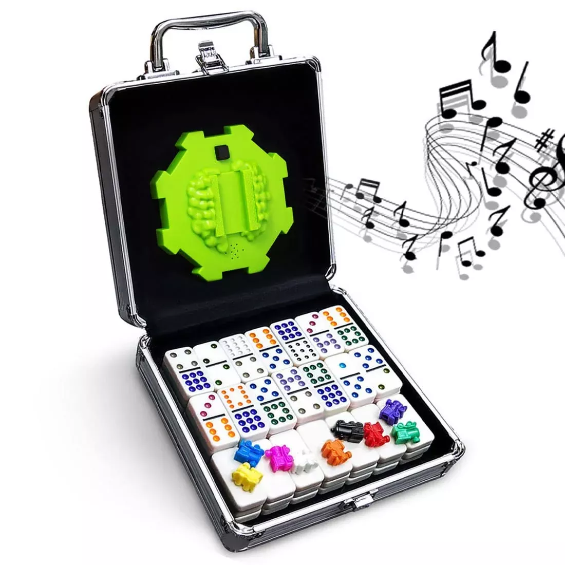 Yinlo Mexican Train Dominoes Set, 2-8 Players, Dot Green Hub,