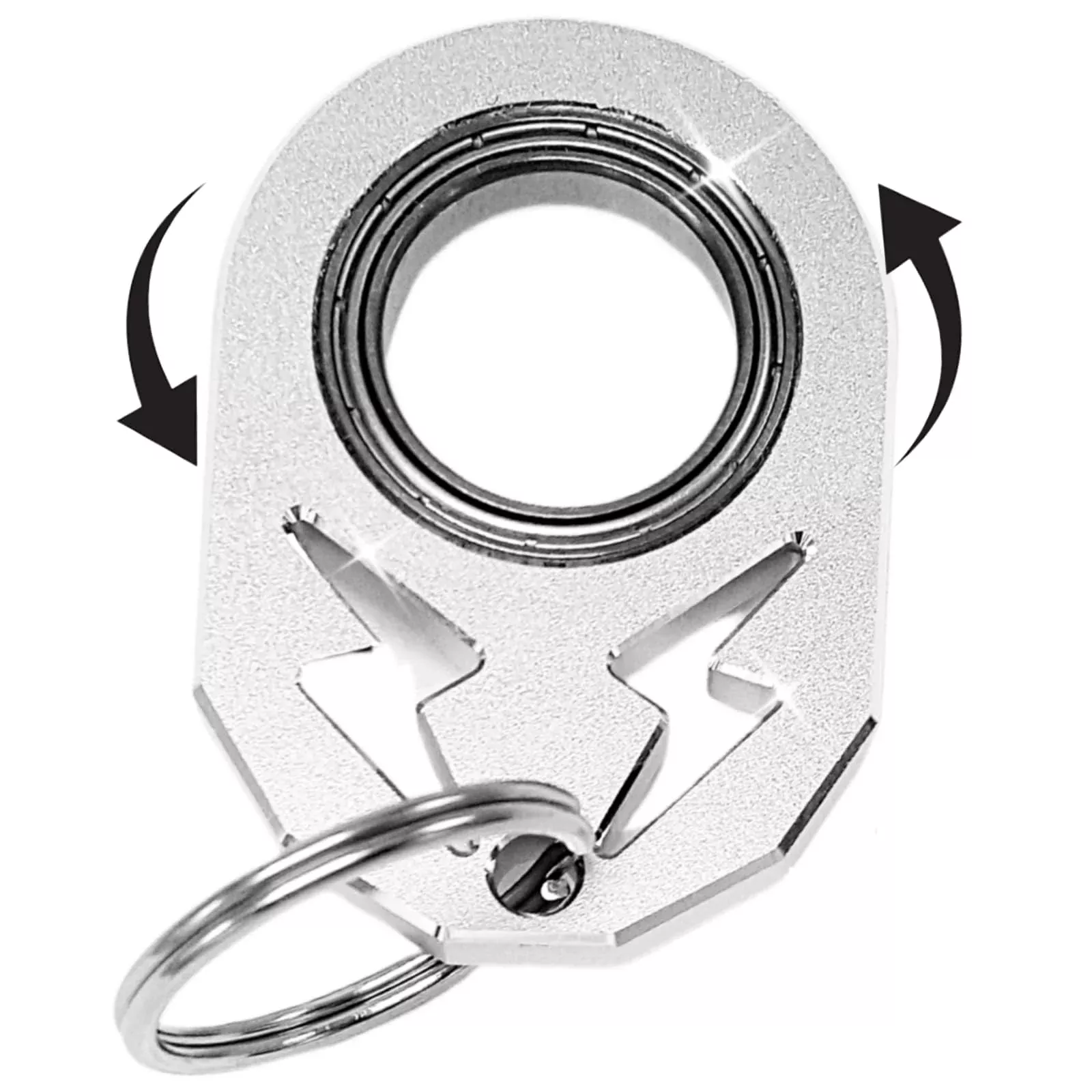 YIPUKIYI Keychain Spinner Fidget Ring - Large Silver Aluminum Alloy To