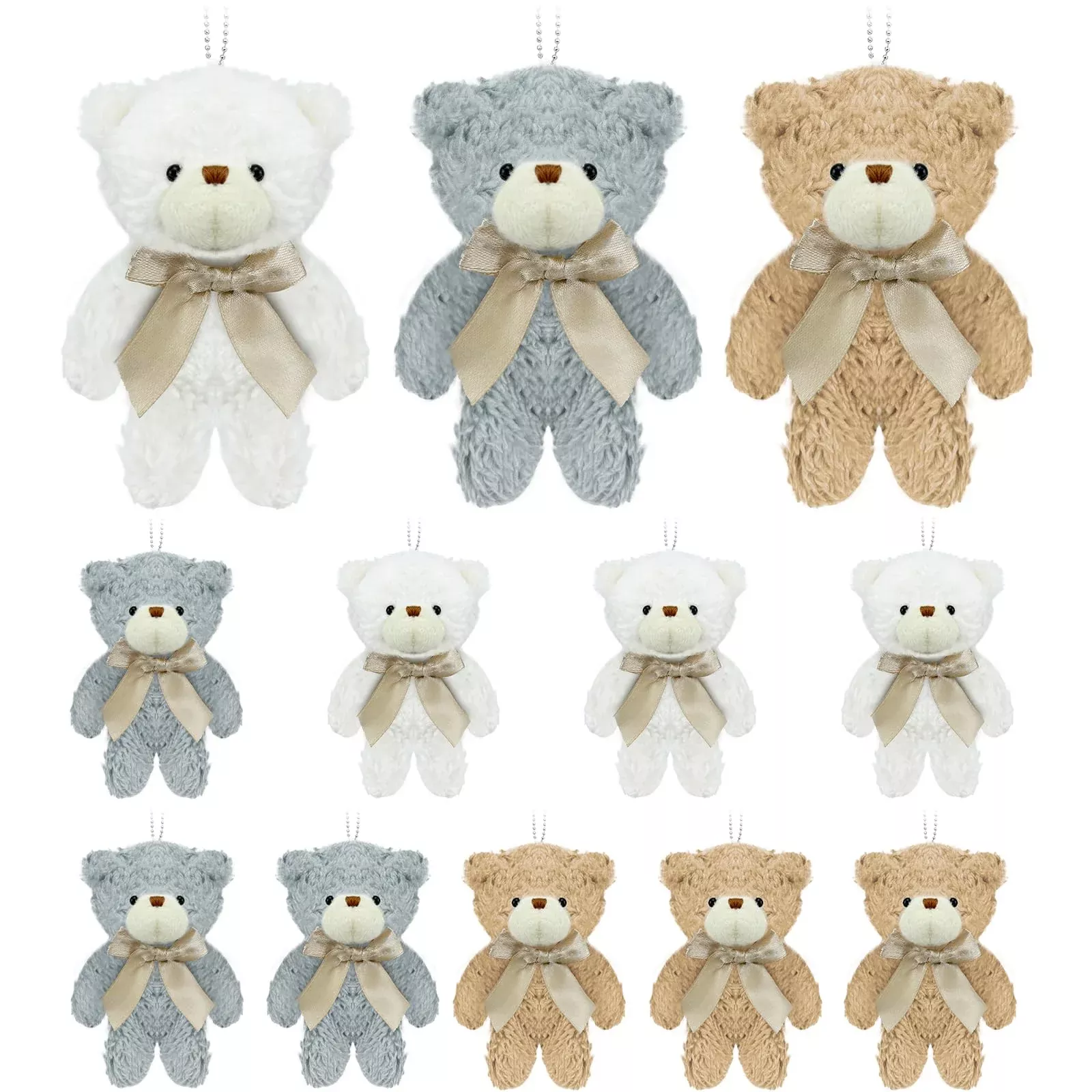 Yjubaoa 12 Pcs Mini Stuffed Teddy Bears 4.7 Inch Small Plush Teddy Bea