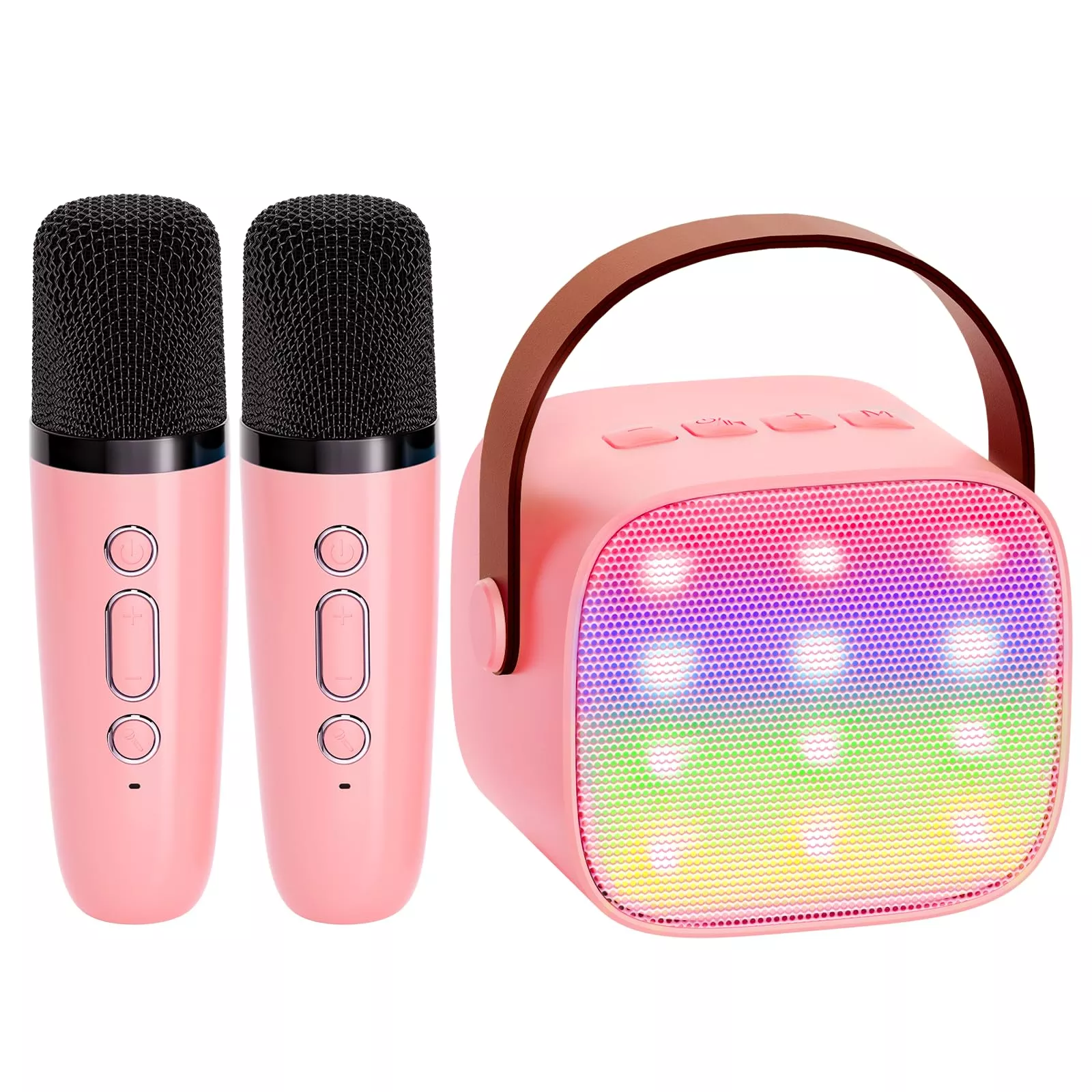 YLL Karaoke Machine for Kids, Portable, Bluetooth, Rose Color