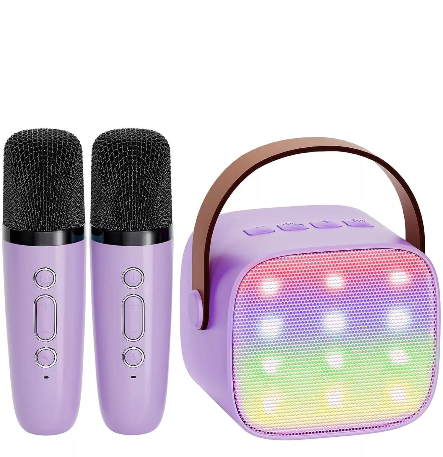 YLL Karaoke Machine for Kids, Portable, Purple, 2 Microphones