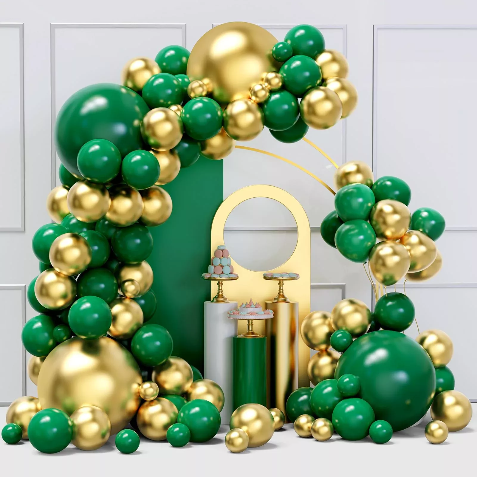 YMSZ Green & Gold Balloon Arch Kit 134pcs for Party Decorations