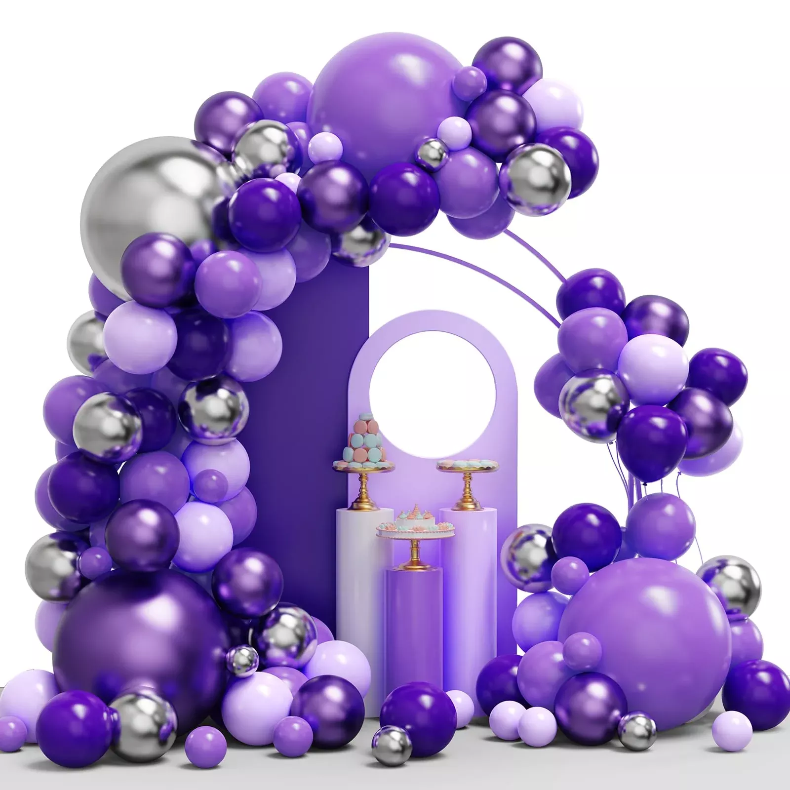 YMSZ Purple Balloon Arch Kit, 134pcs, Various Sizes, Latex