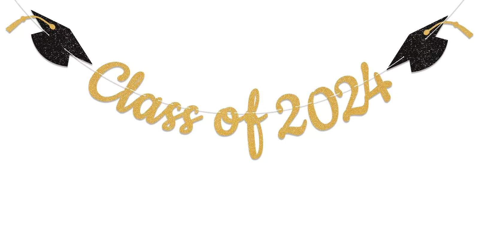 Yochamc Gold Glitter Class of 2024 Banner for Graduation Party