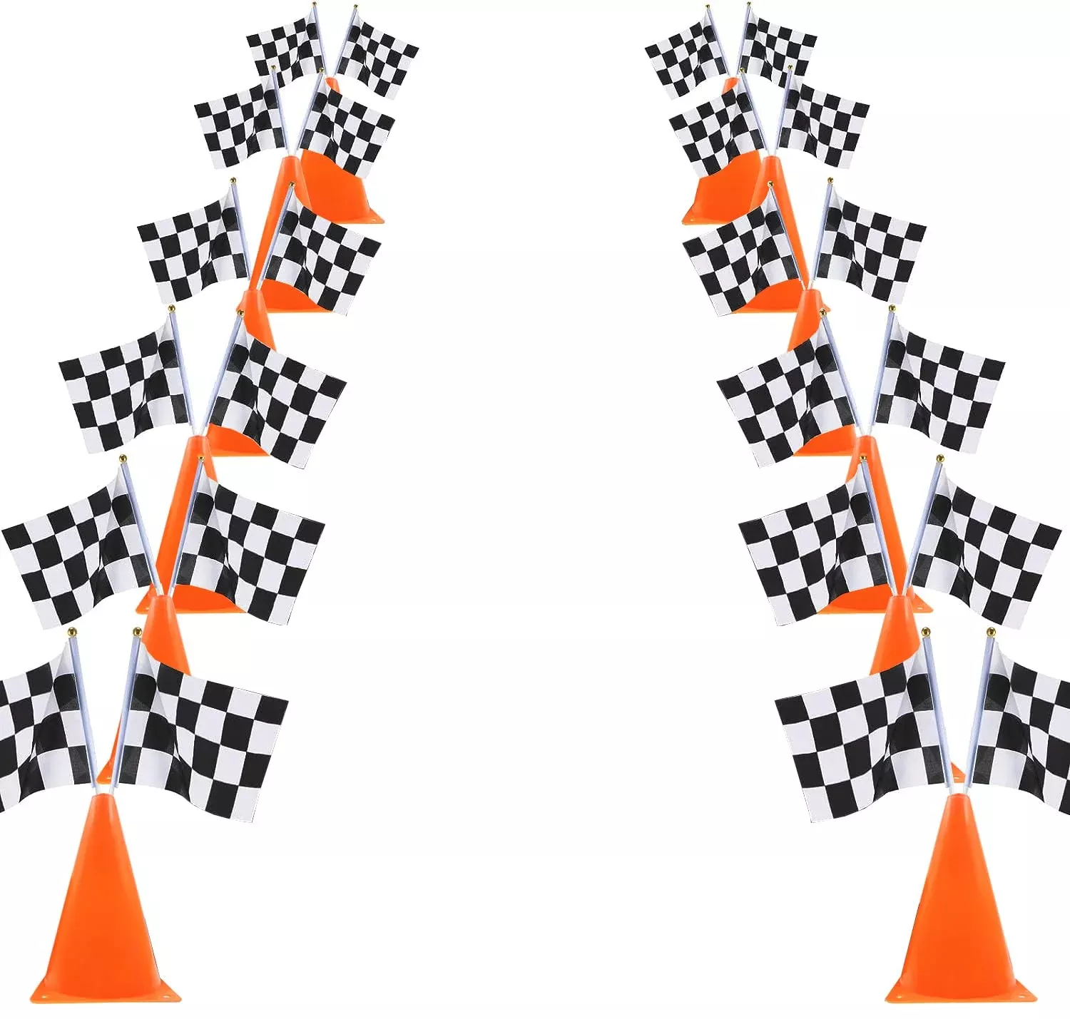 YOELVN Traffic Cones and Checkered Flags Set, 18PCS, Orange,