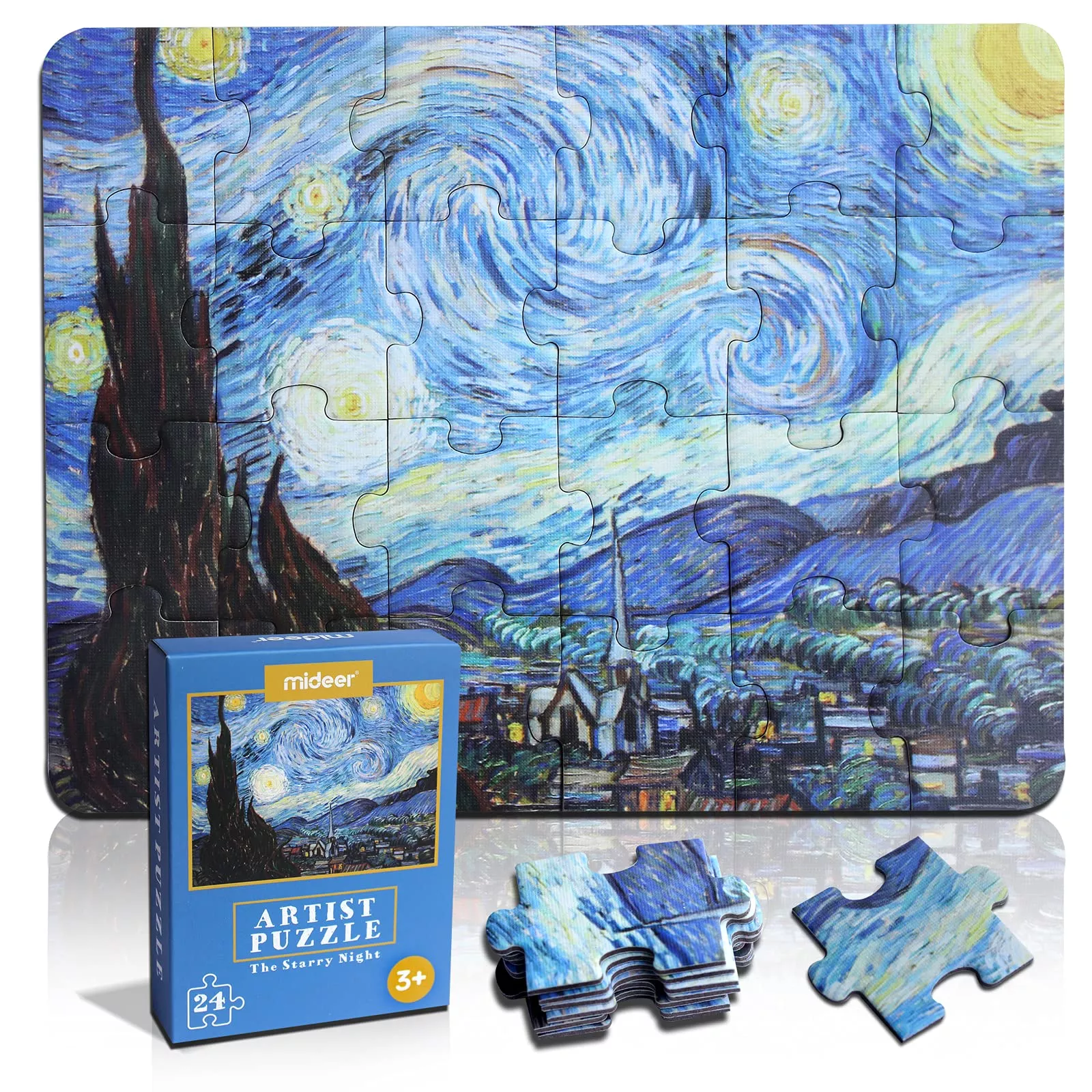 YOGEON Starry Night Kids Puzzle 24-Piece Small Paper Gift Box
