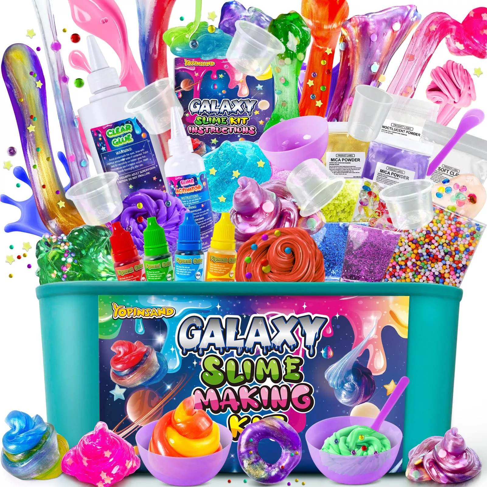 YOPINSAND Galaxy Slime Kit - 24-Piece DIY Multicolor Small Set