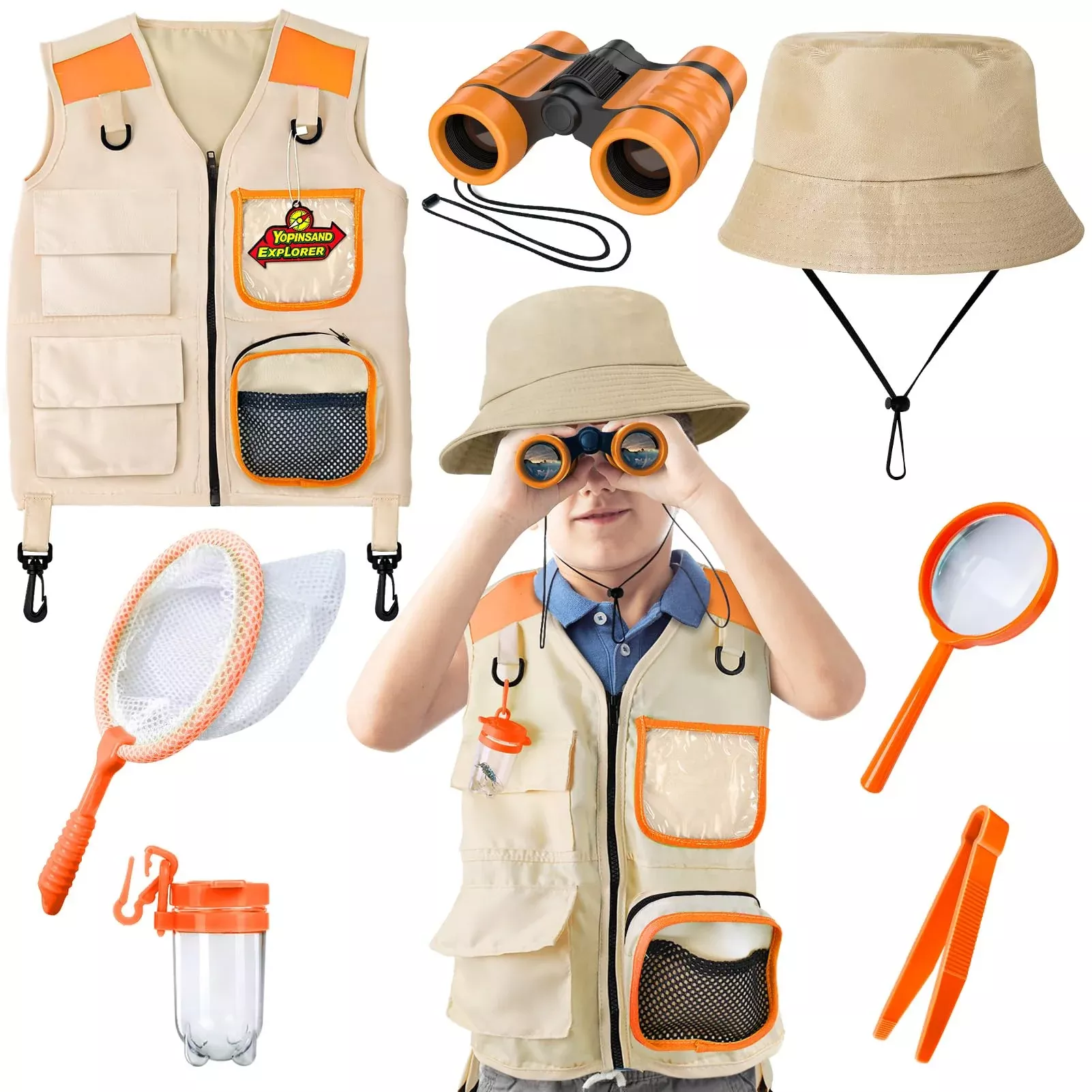 YOPINSAND Outdoor Exploration Set for Kids, Medium, Orange