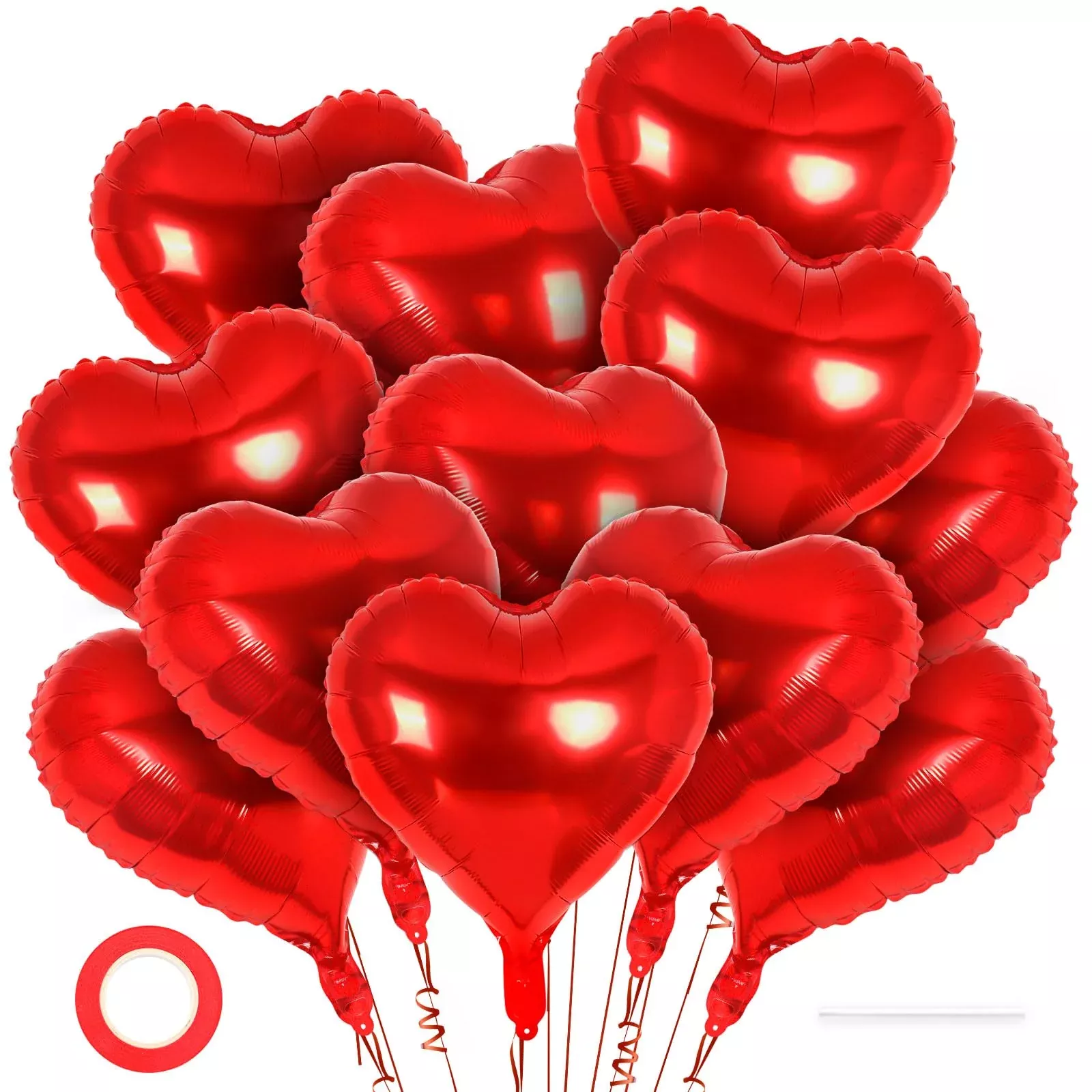 YOTHORN 18 Inch Heart Foil Balloons, Red, Pack of 12,