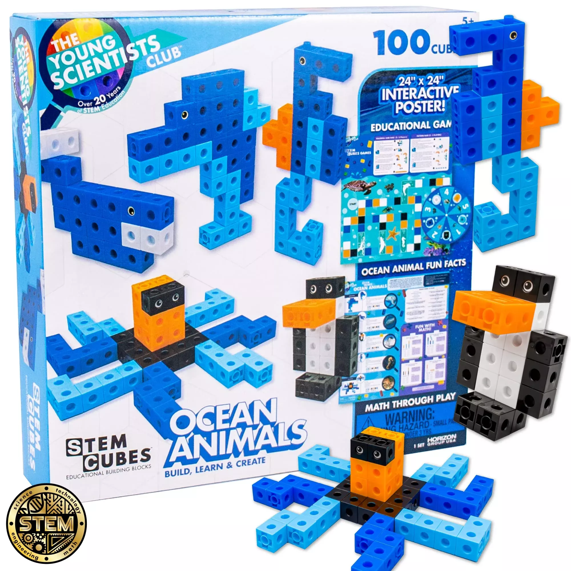 The Young Scientists Club Ocean Animals STEM Cubes, 100+ Math Manipula
